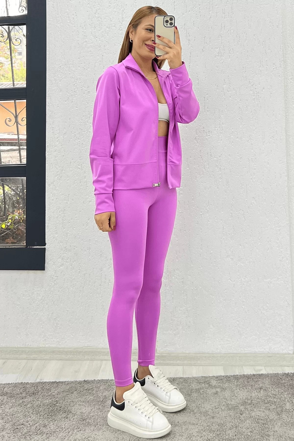 Oysho Fermuarlı Tayt Takım Pembe