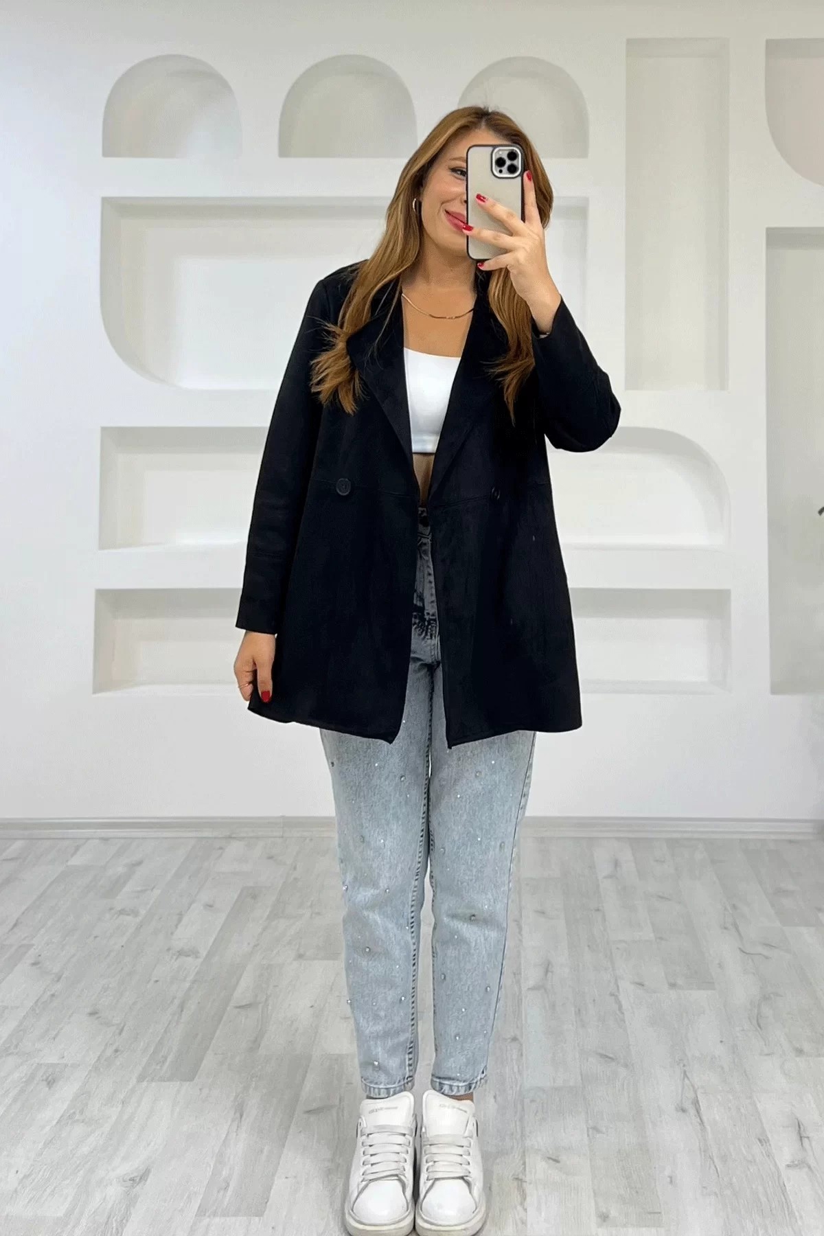 Zara Süet Siyah Trenç