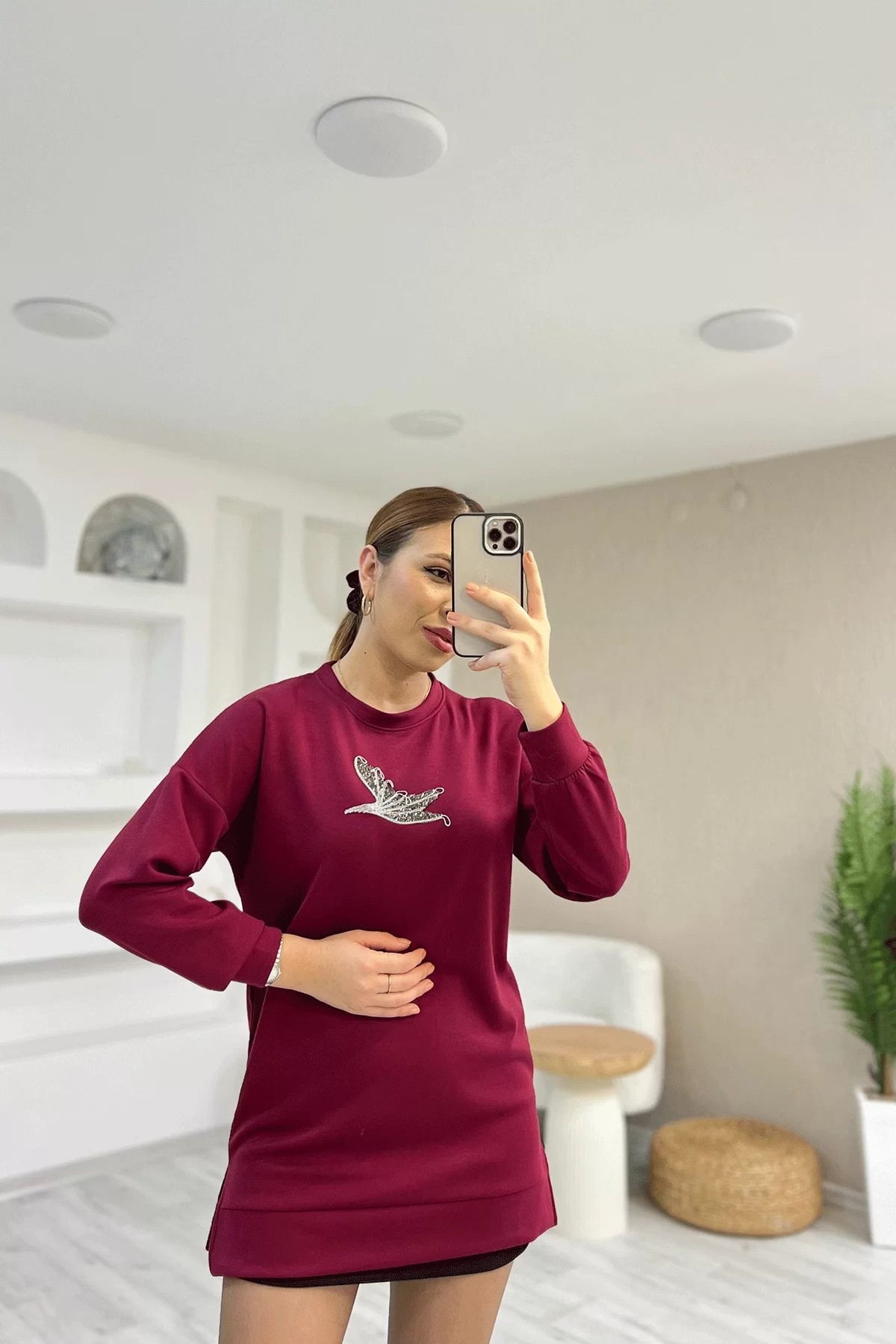 Yırtmaçlı Detaylı Beymen Kırmızı Sweatshirt