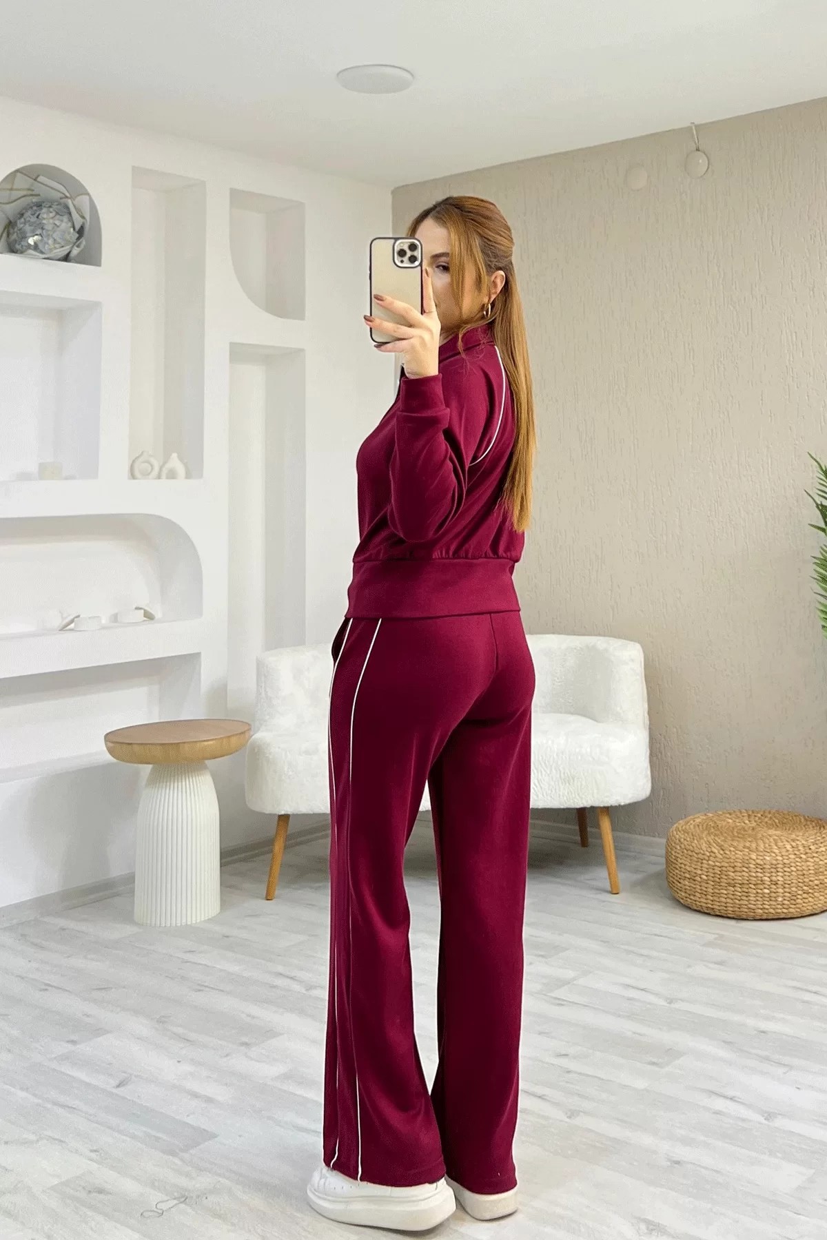 Oysho Kumaş Ara Biyeli Bordo Takım