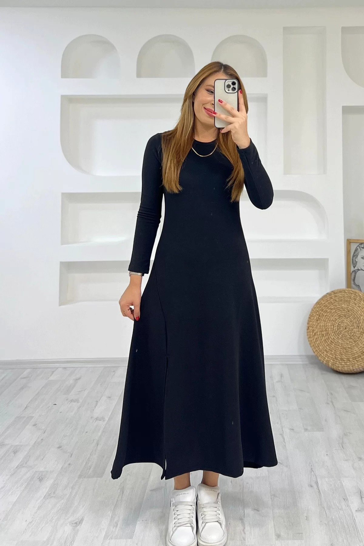 Ottoman Maxi Siyah Elbise