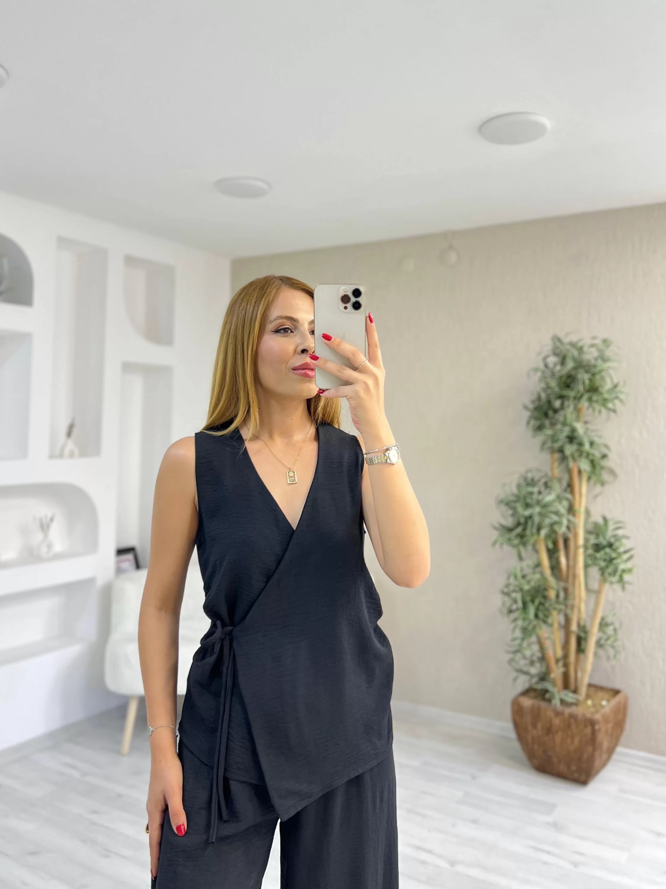 Ayrobin Kruvaze Bağlamalı Takım Siyah