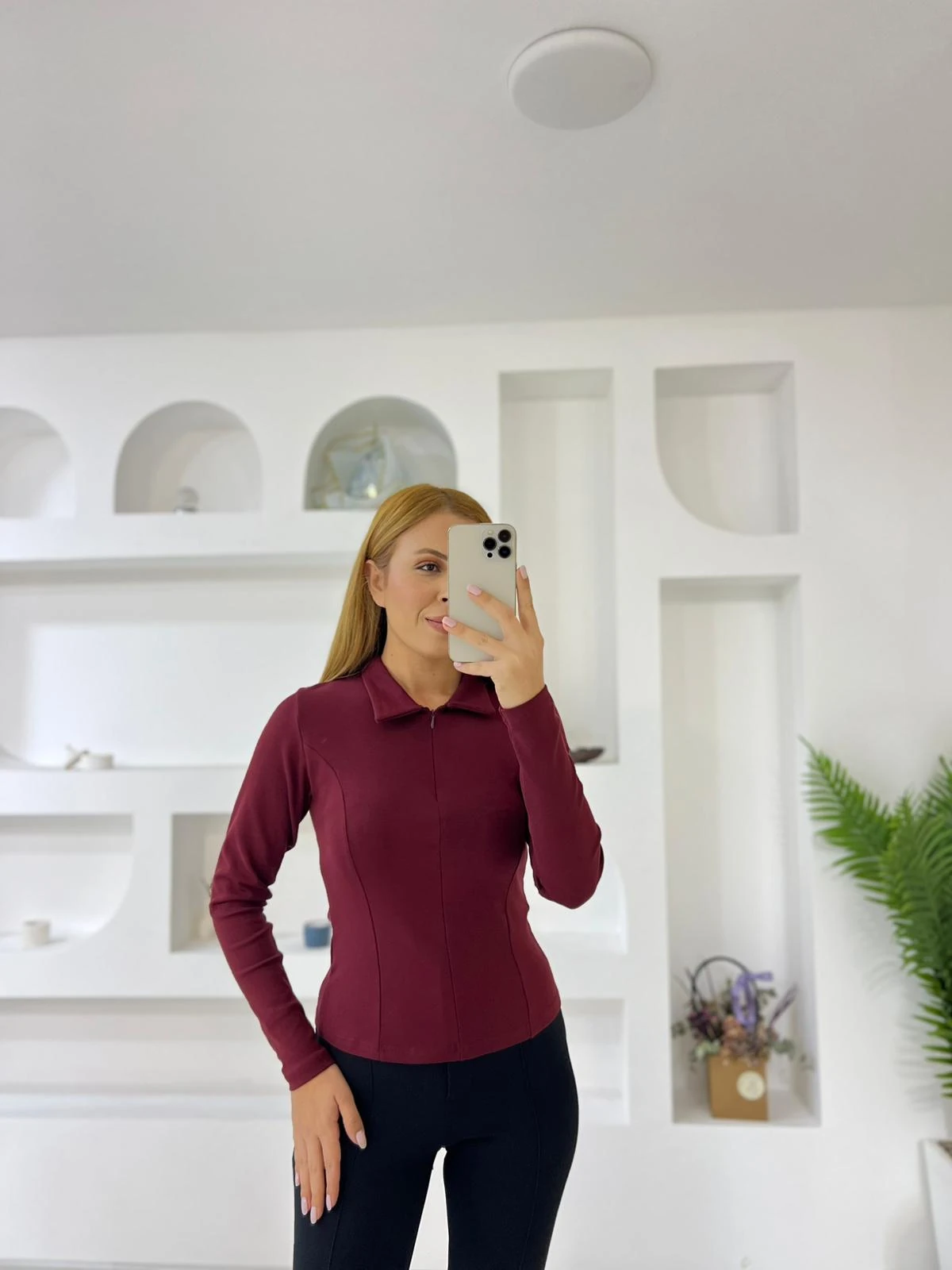 Polo Yaka Gizli Fermuarlı Bady