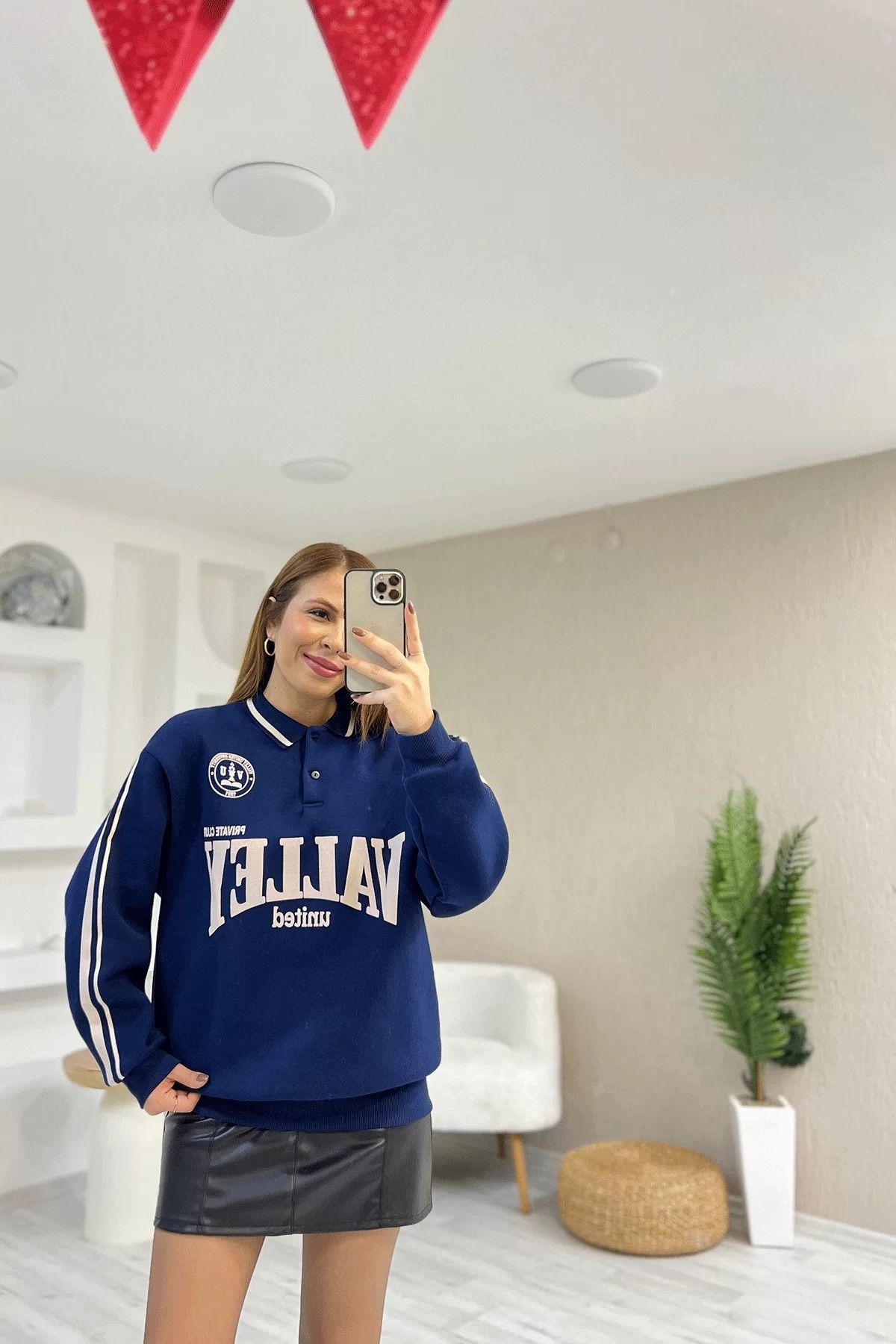 Valley Yazılı Lacivert Sweatshirt