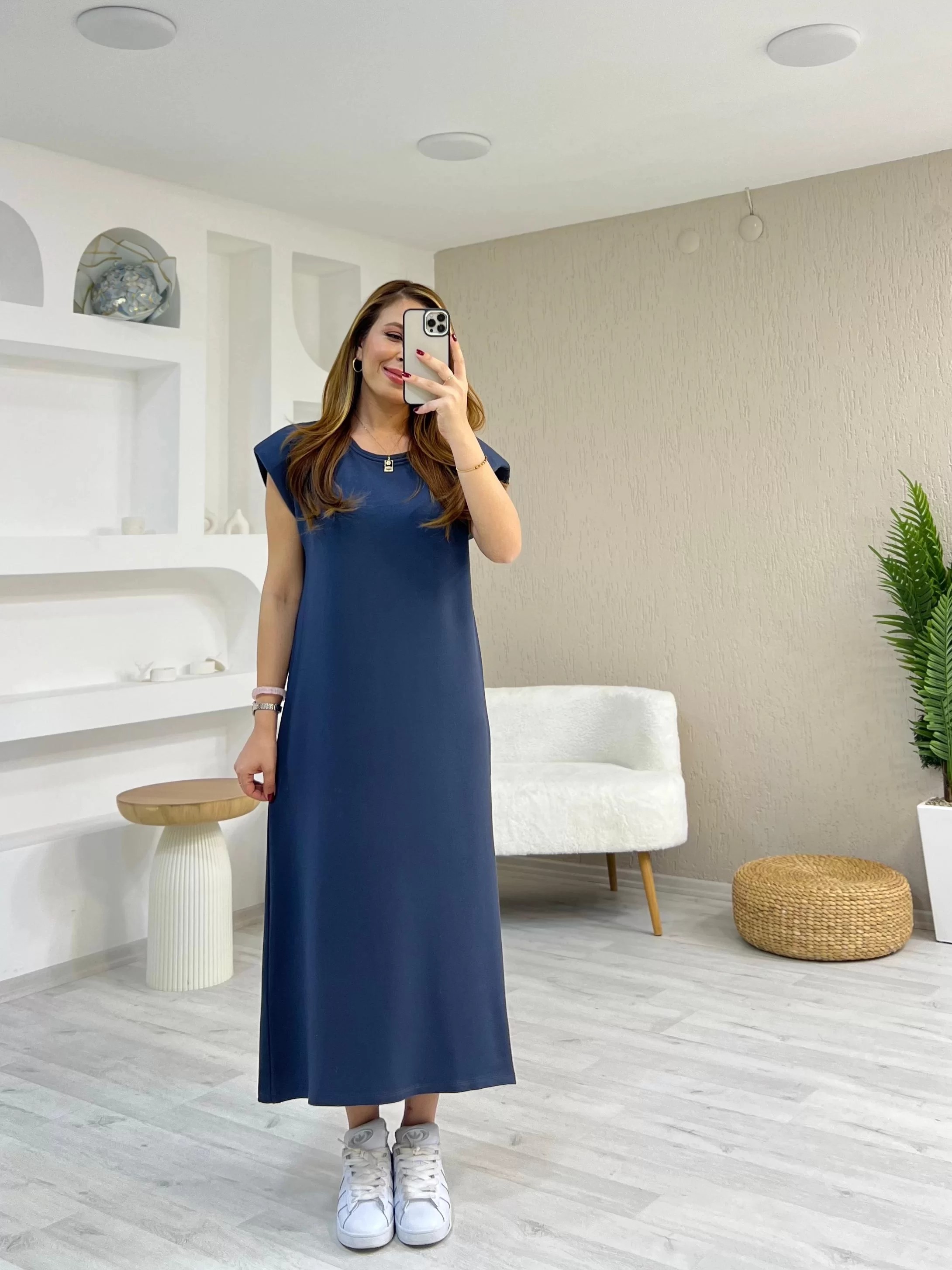 Vatkalı Modal Elbise Antrasit