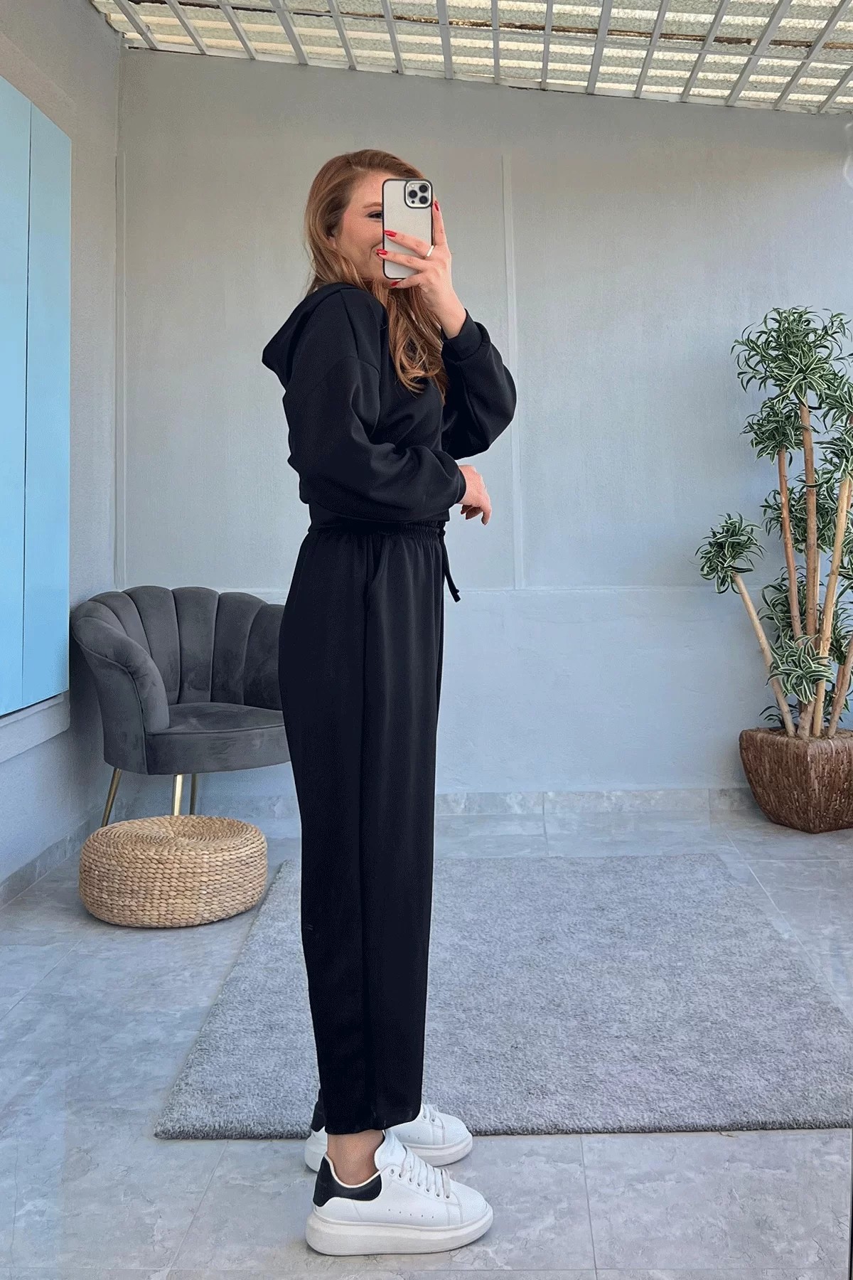 Oysho Crop Siyah Takım