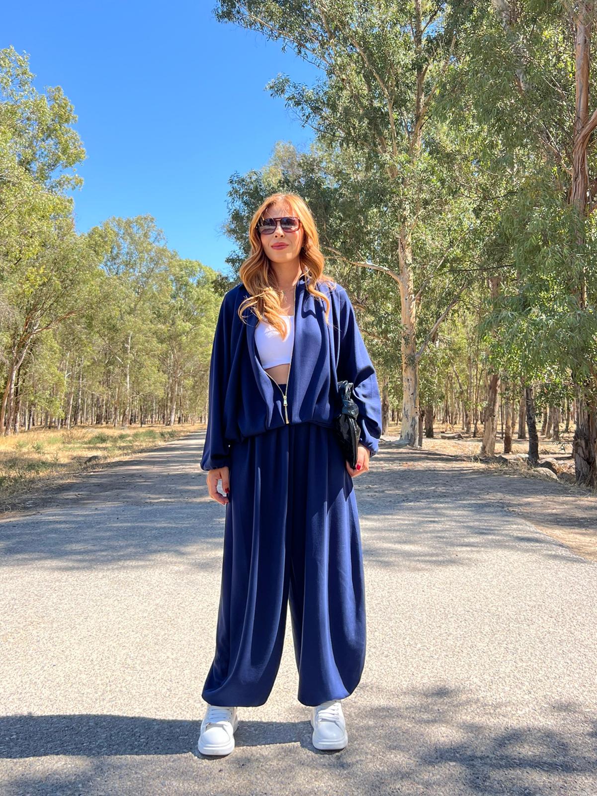 Modal Pileli Takım - Mavi