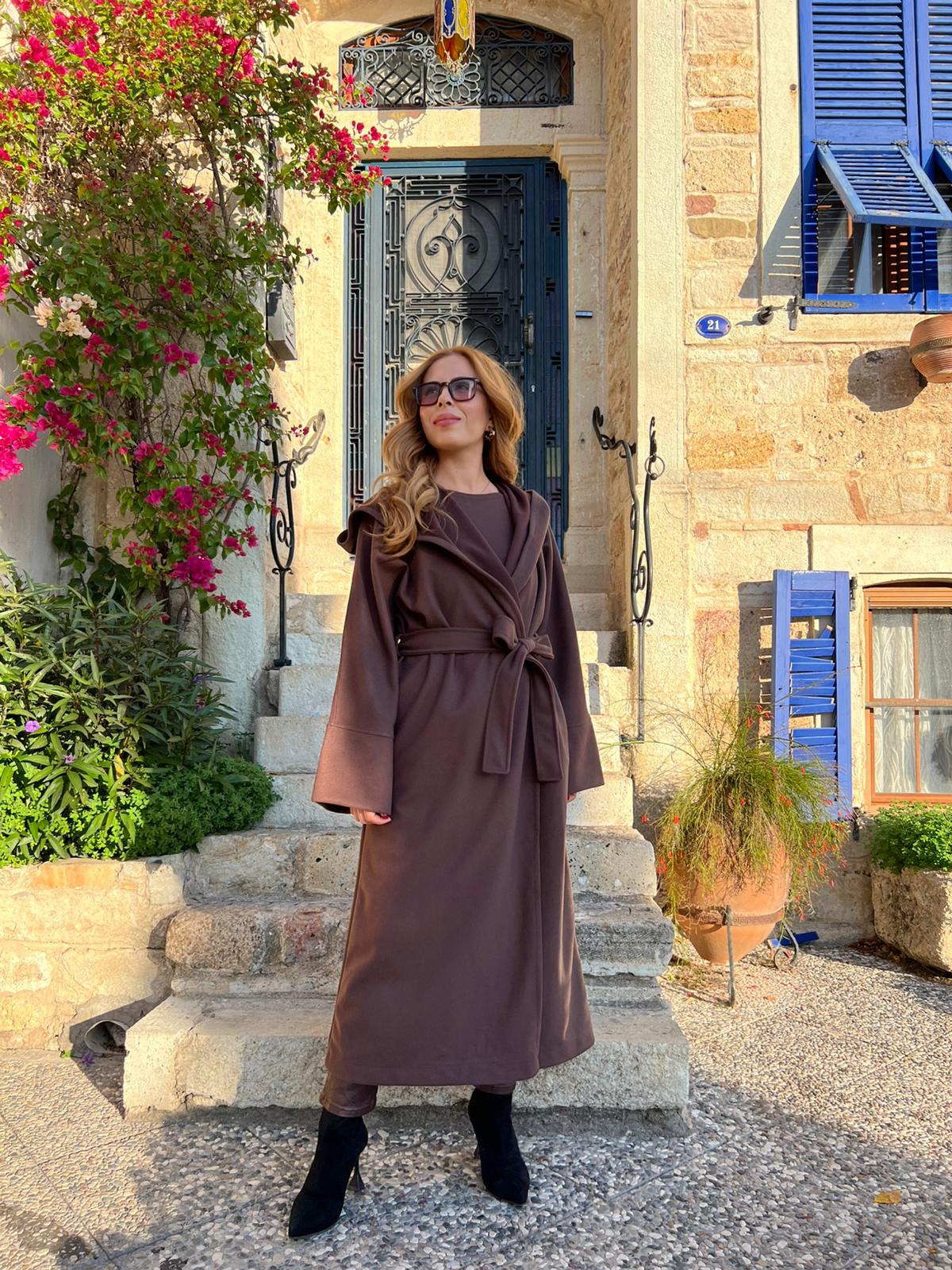 Pis Dikişli Kaşe Ceket - Kahverengi