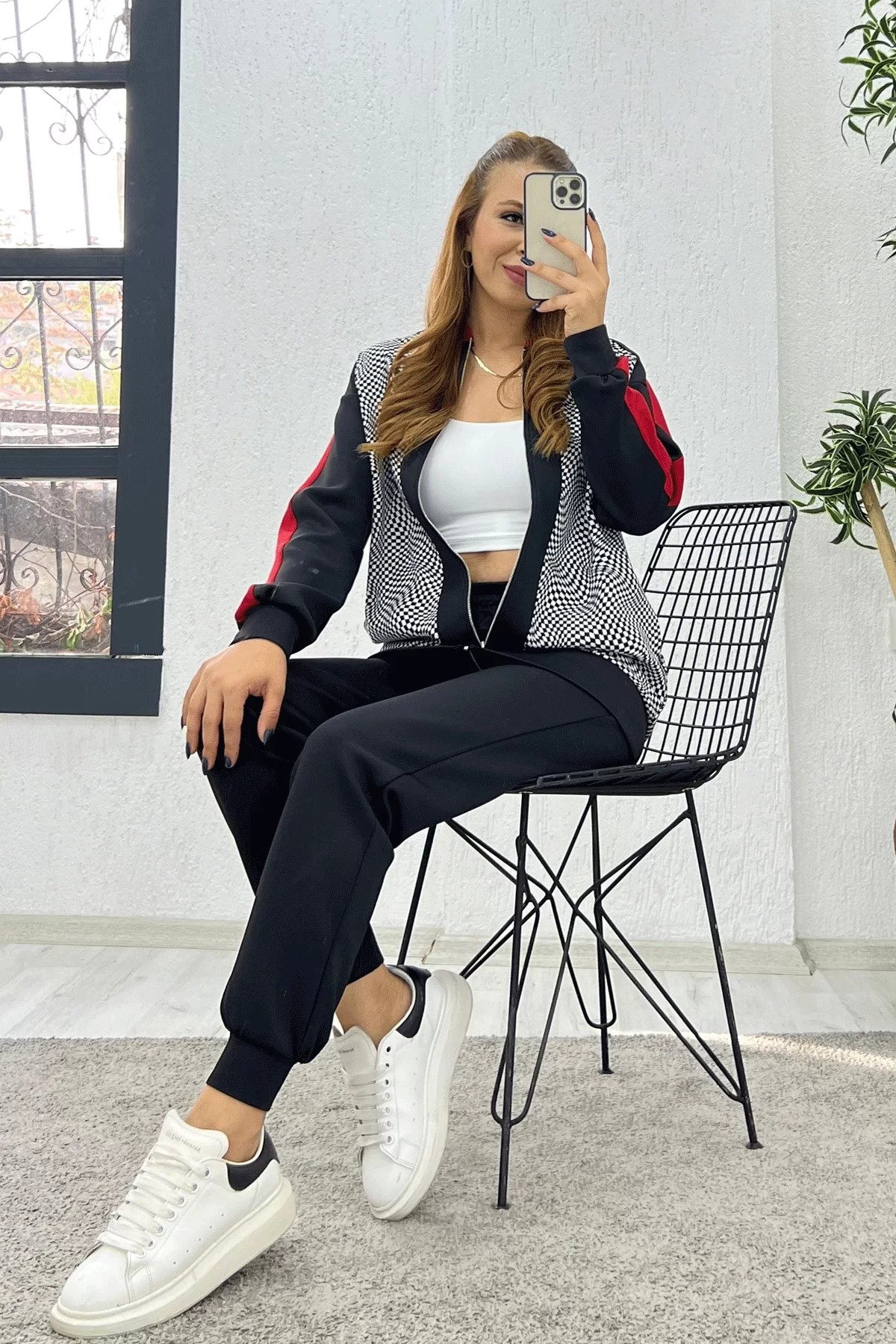 Scuba Bomber Ceketli Desenli Gri Takım