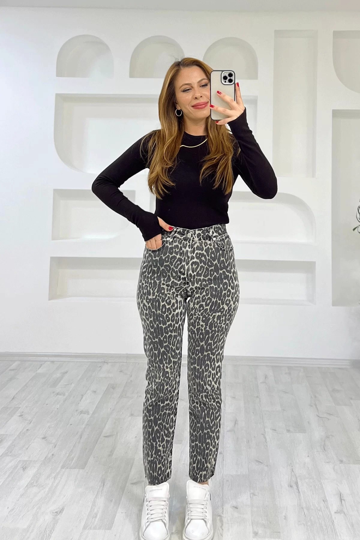 Leopar Siyah Pantolon