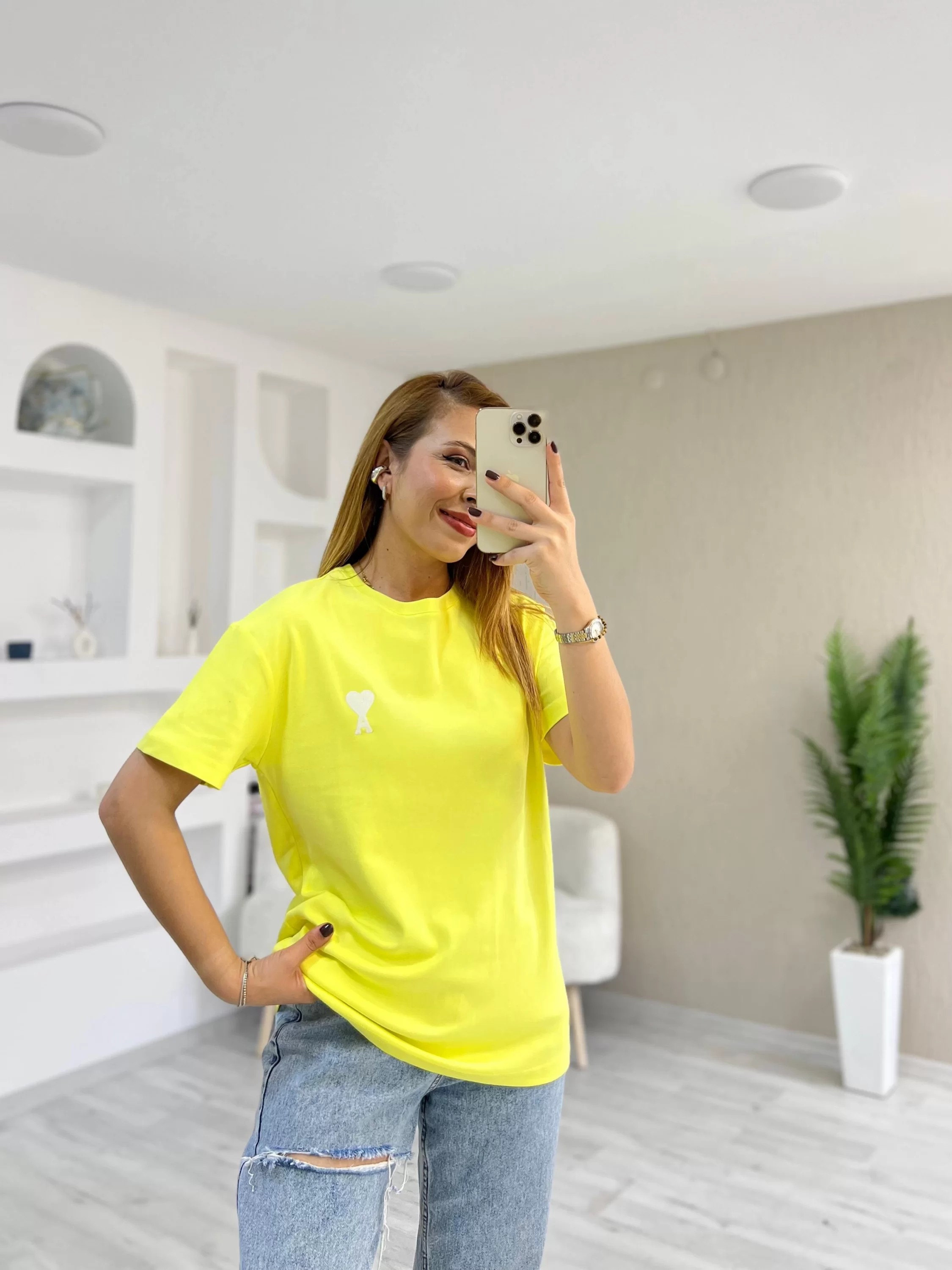 Marka Baskılı Tişört Sarı