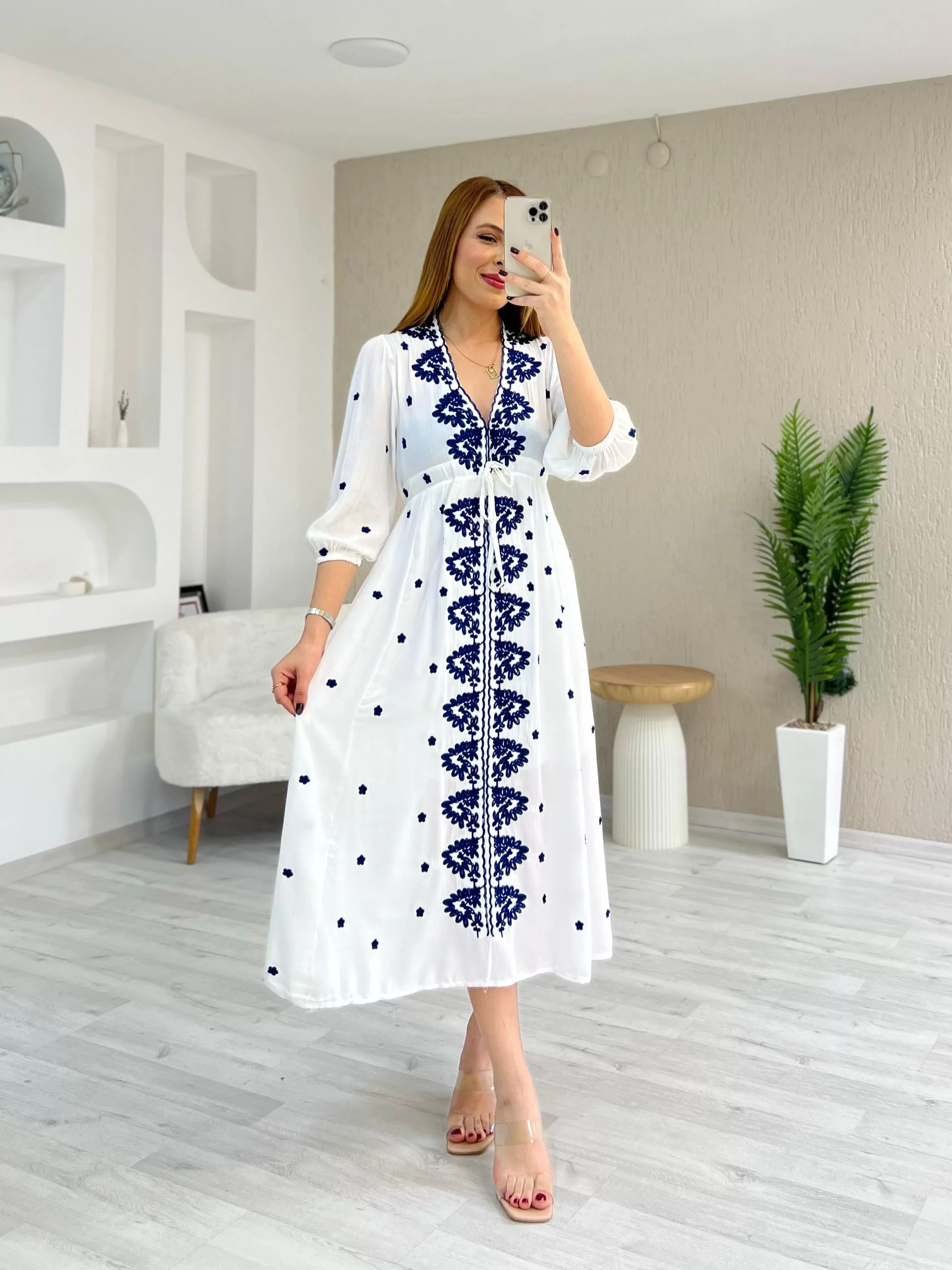 Nakışlı Alaçatı Model Elbise