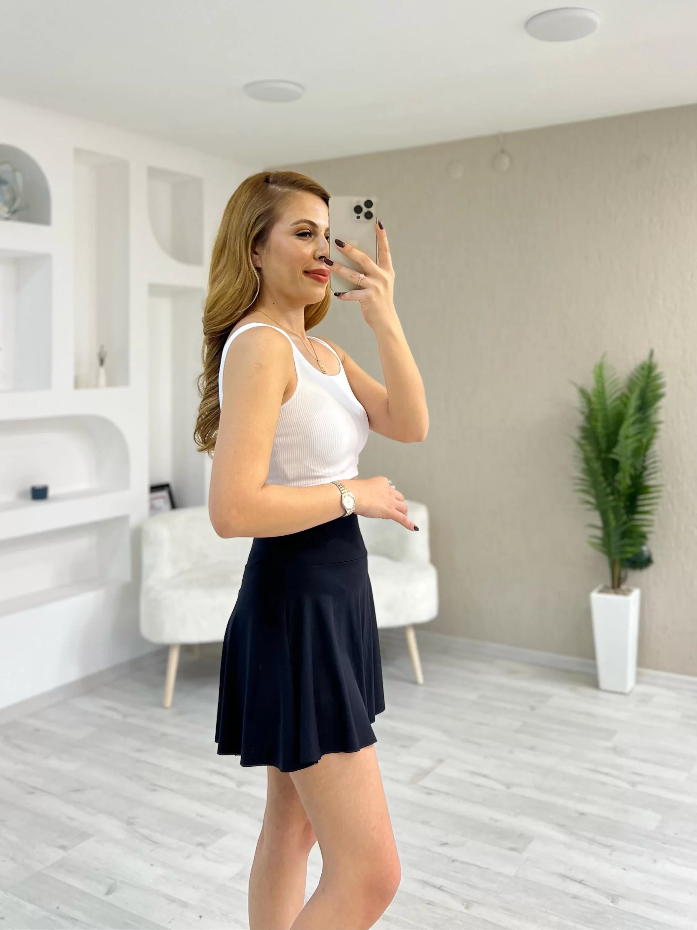 Sandy Kumaş Şort Etek Siyah