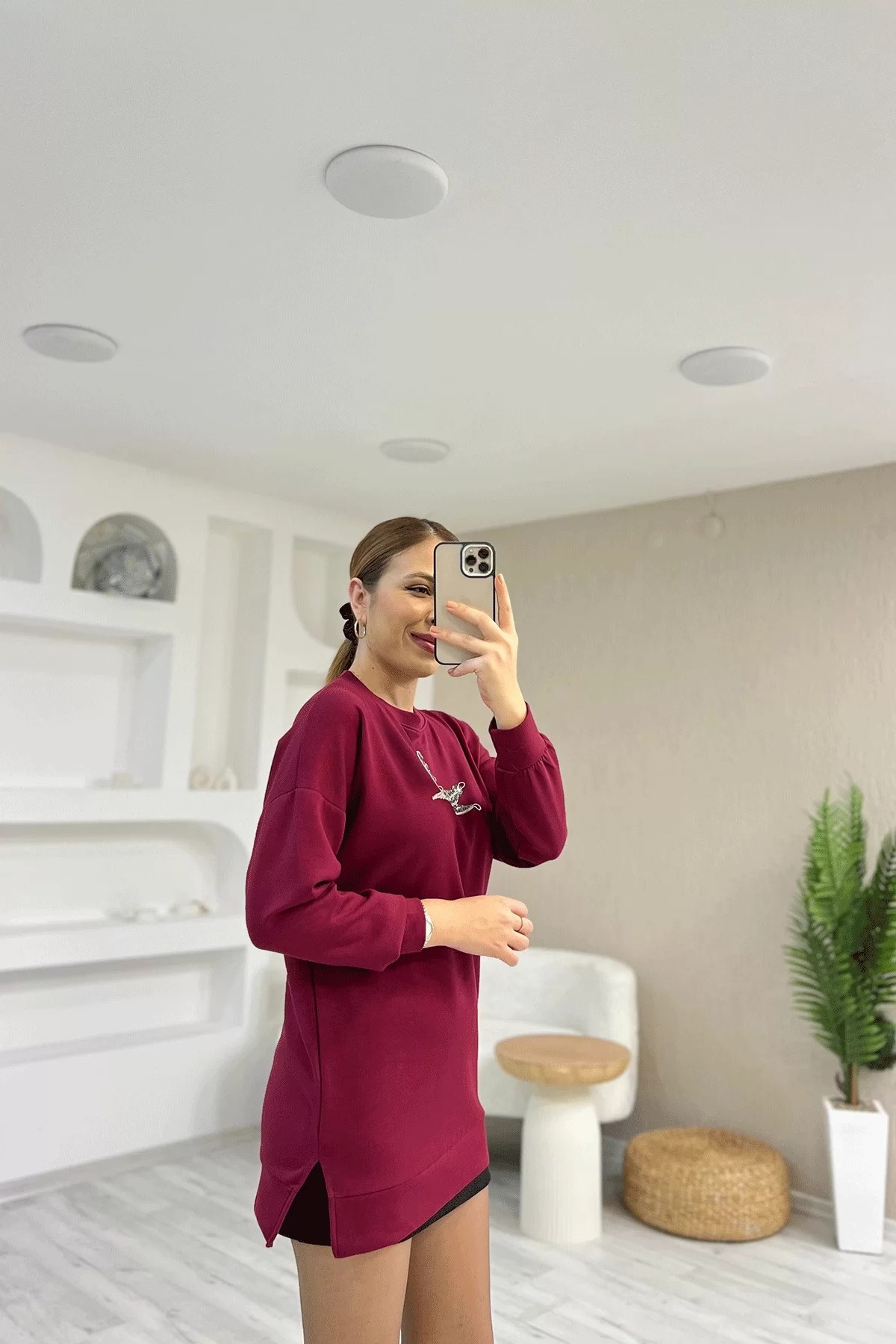 Yırtmaçlı Detaylı Beymen Kırmızı Sweatshirt