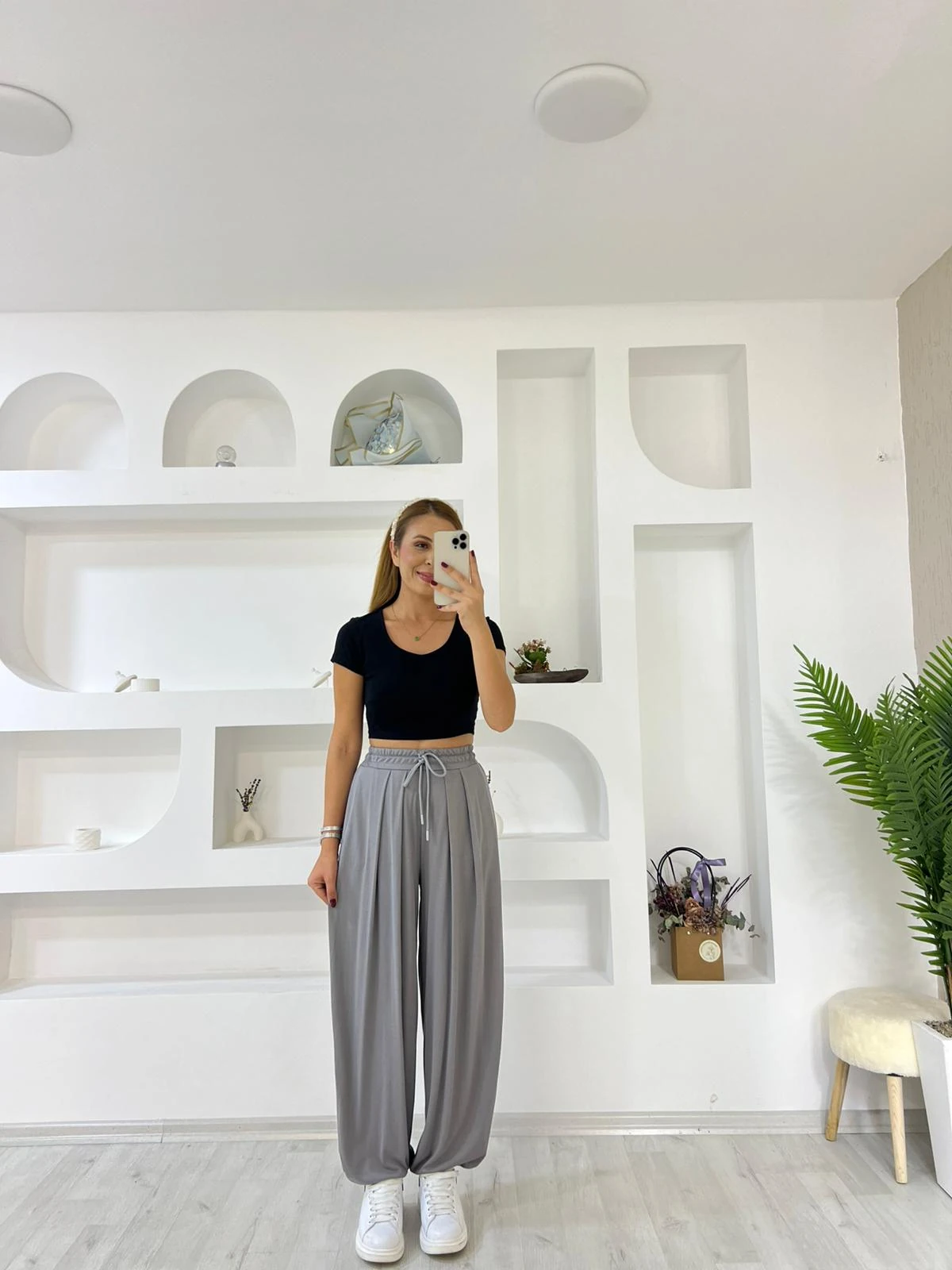 Modal Kumaş Şalvar - Gri