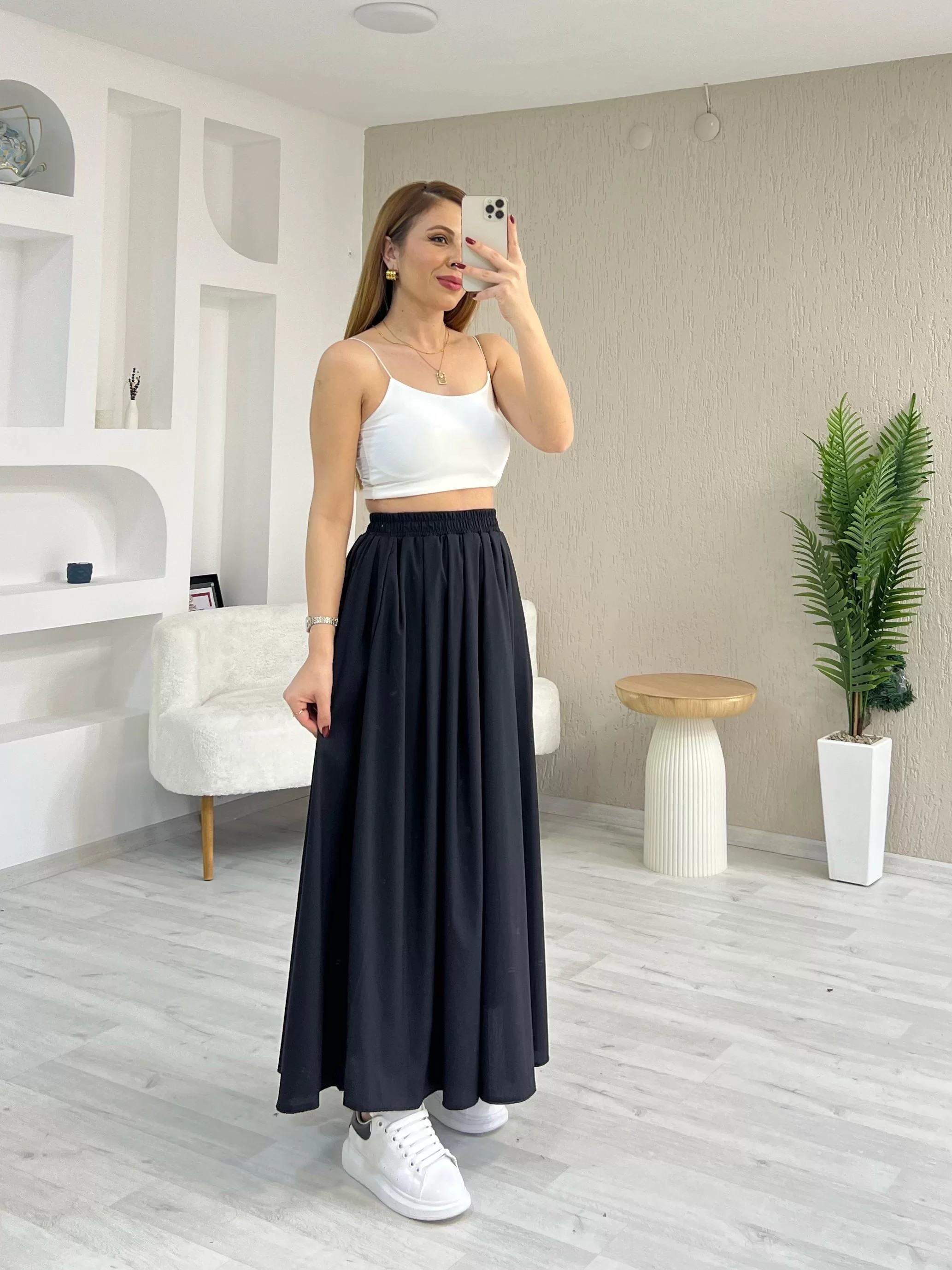 Poplin Cepli Etek Siyah