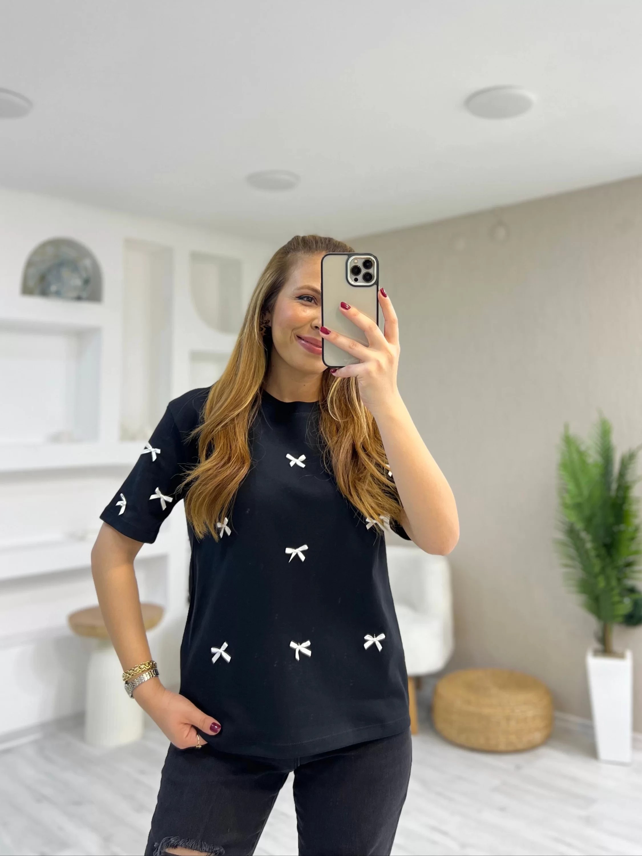 Kurdela Baskılı Siyah Tshirt