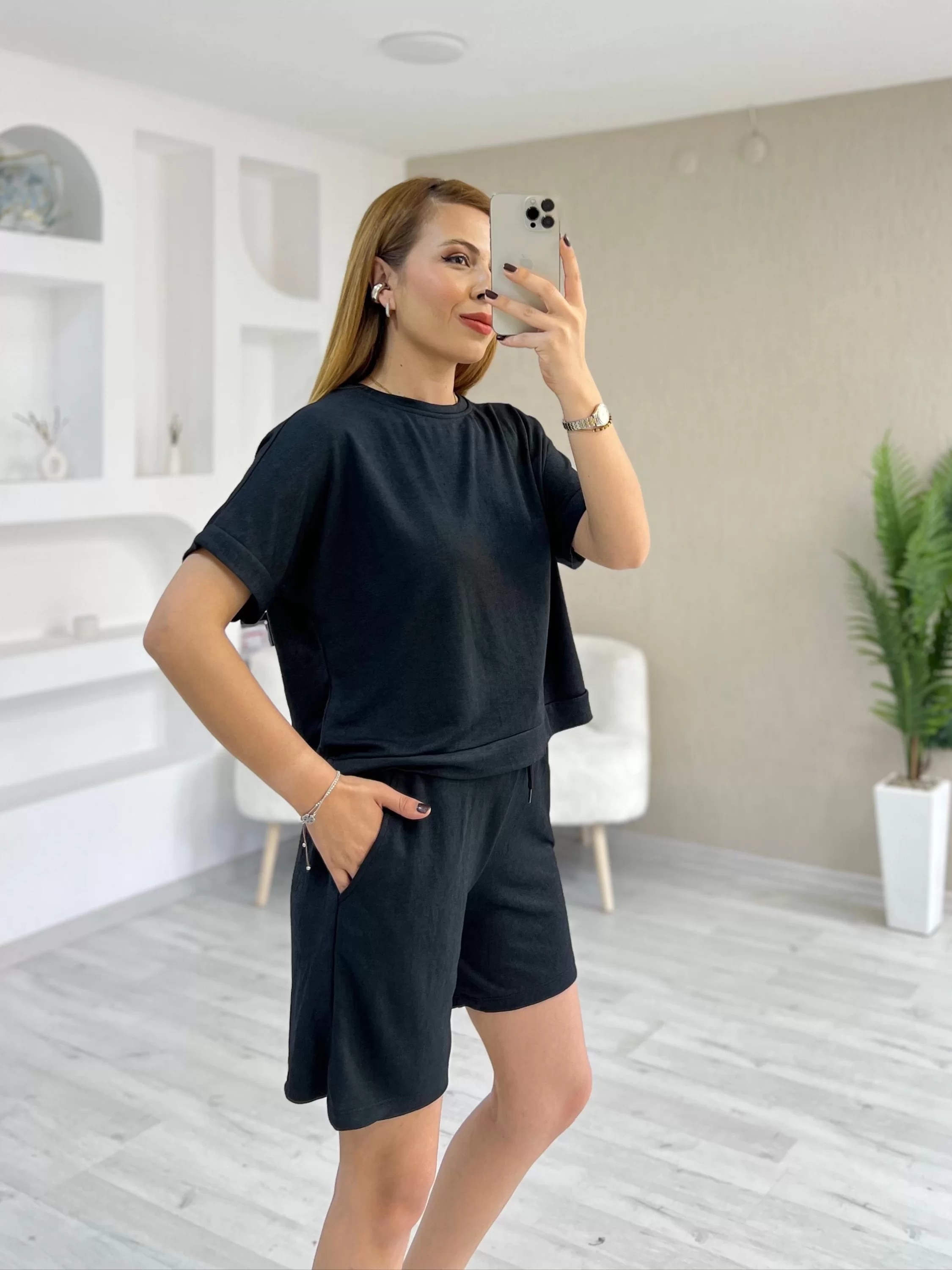 Pike Modal Kumaş Şortlu Takım Siyah