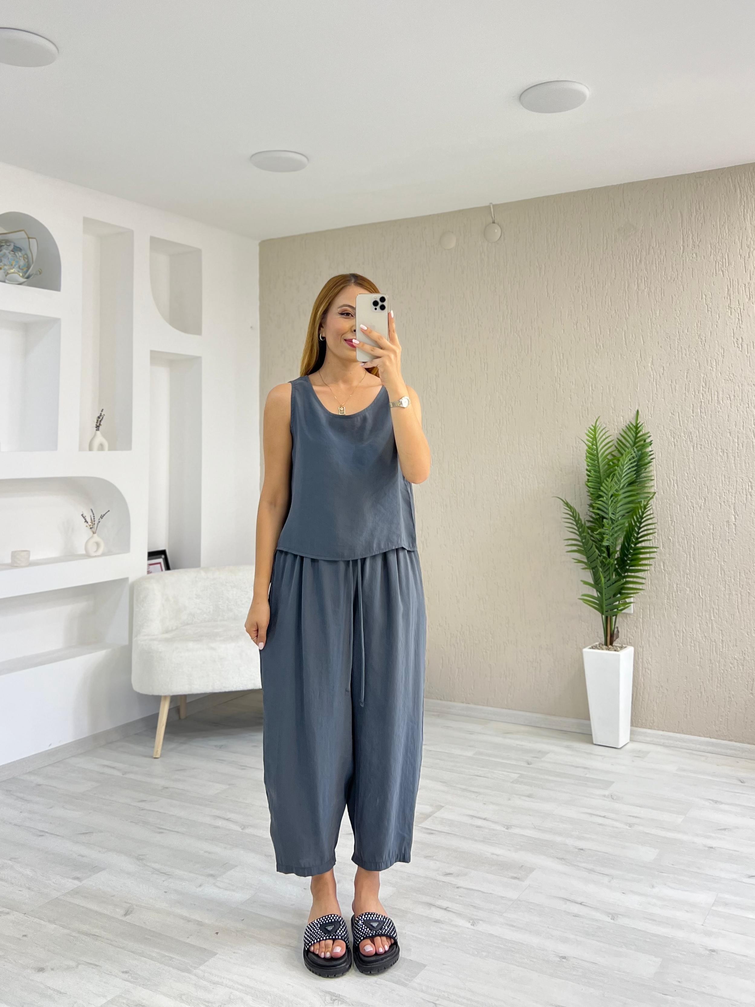 Tensel Kumaş Alt-Üst Takım Füme