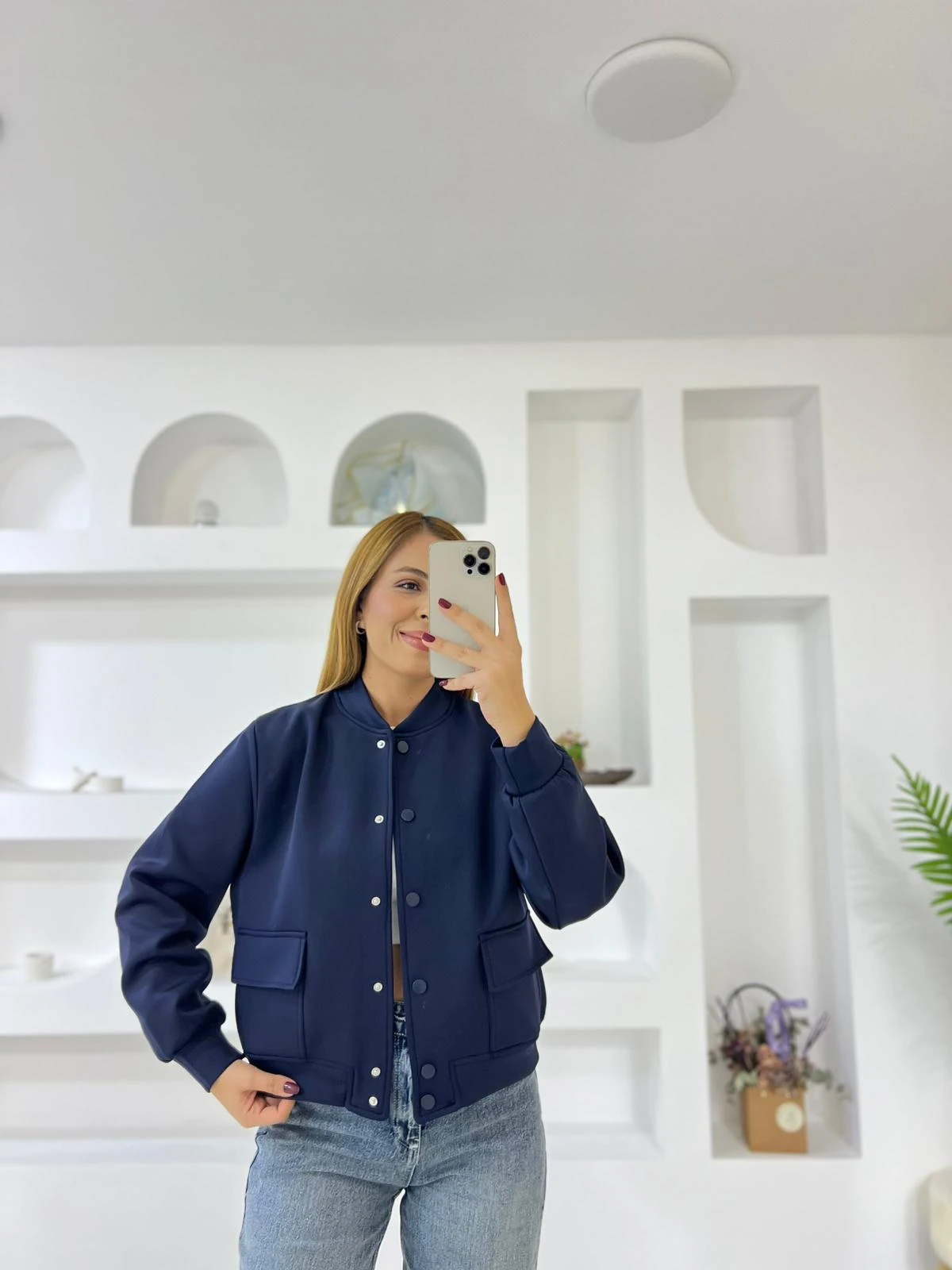 Scuba İçi Astarlı Bomber Ceket - Lacivert