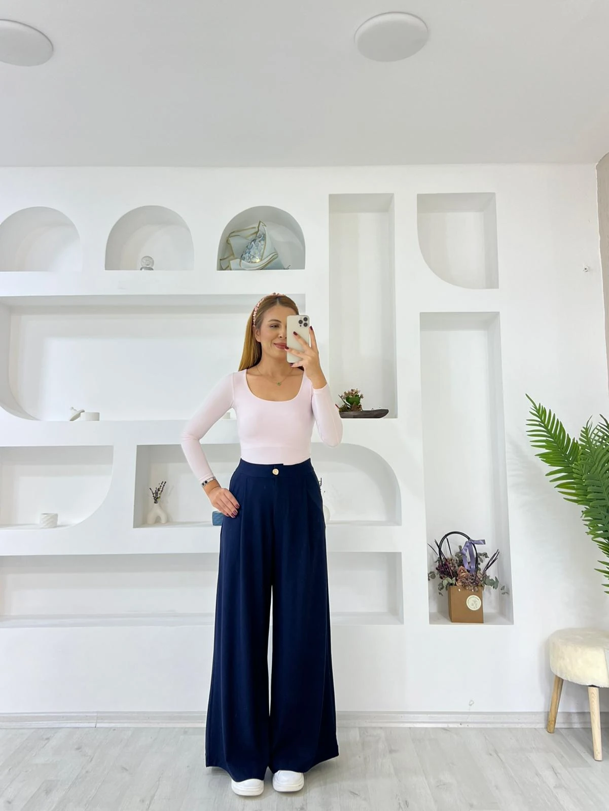 Modal Paça Kaplamalı Pantolon - Lacivert