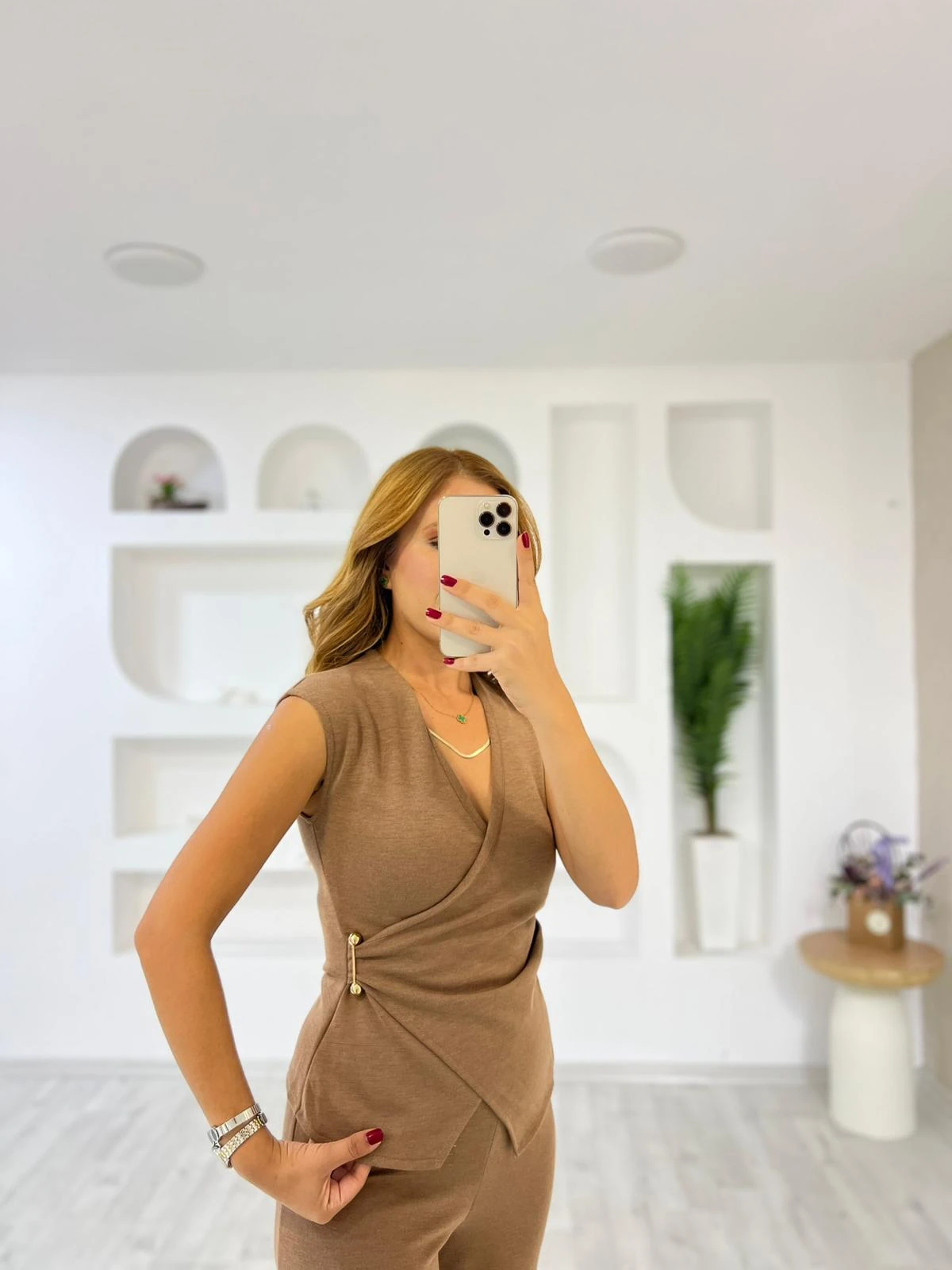 Petek Örme Kolsuz Yelek Takım 