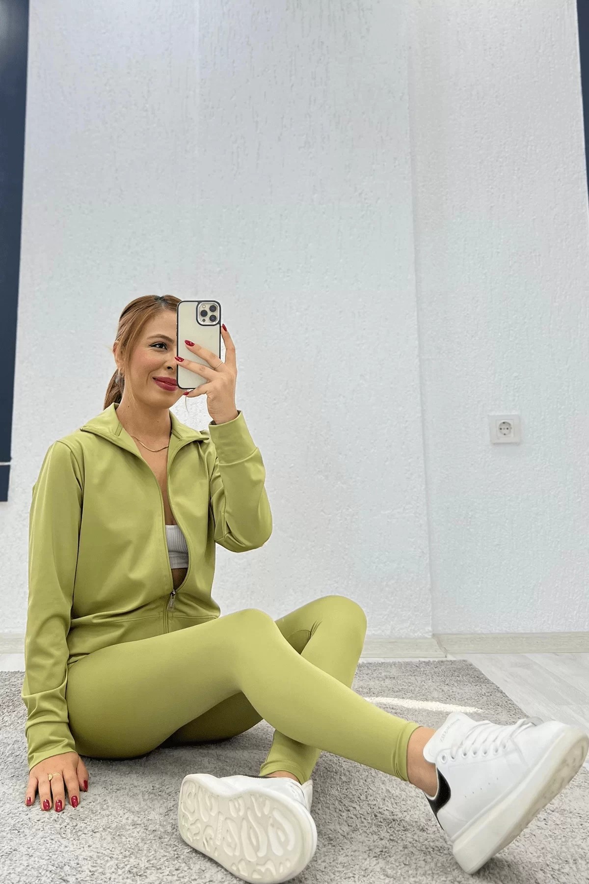 Oysho Fermuarlı Tayt Takım Çağla