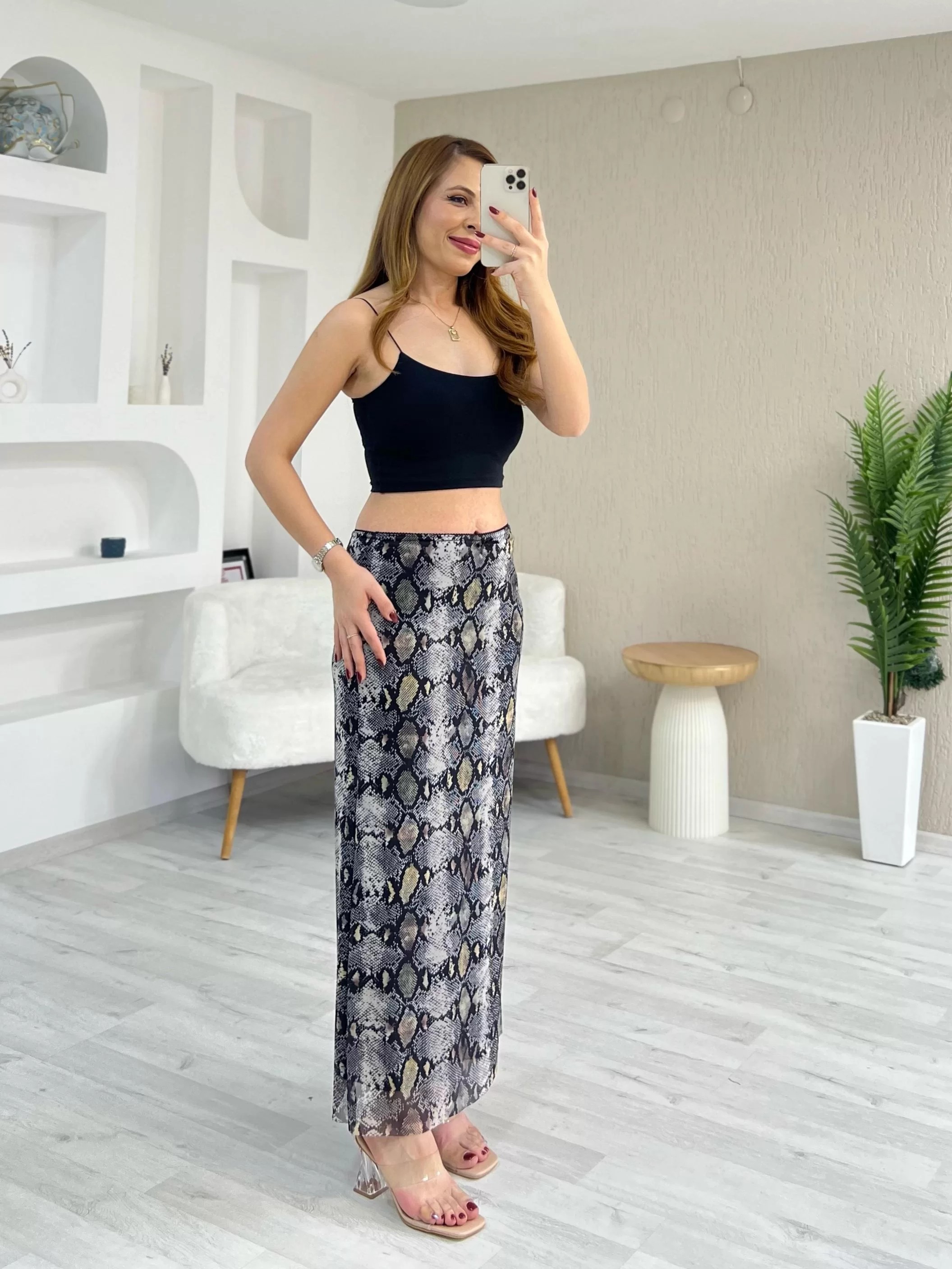 Astarlı Tül Etek Yılan Desen