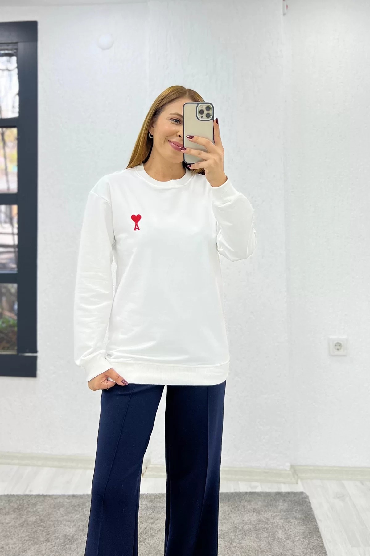 Ami LOGO Beyaz Sweatshirt