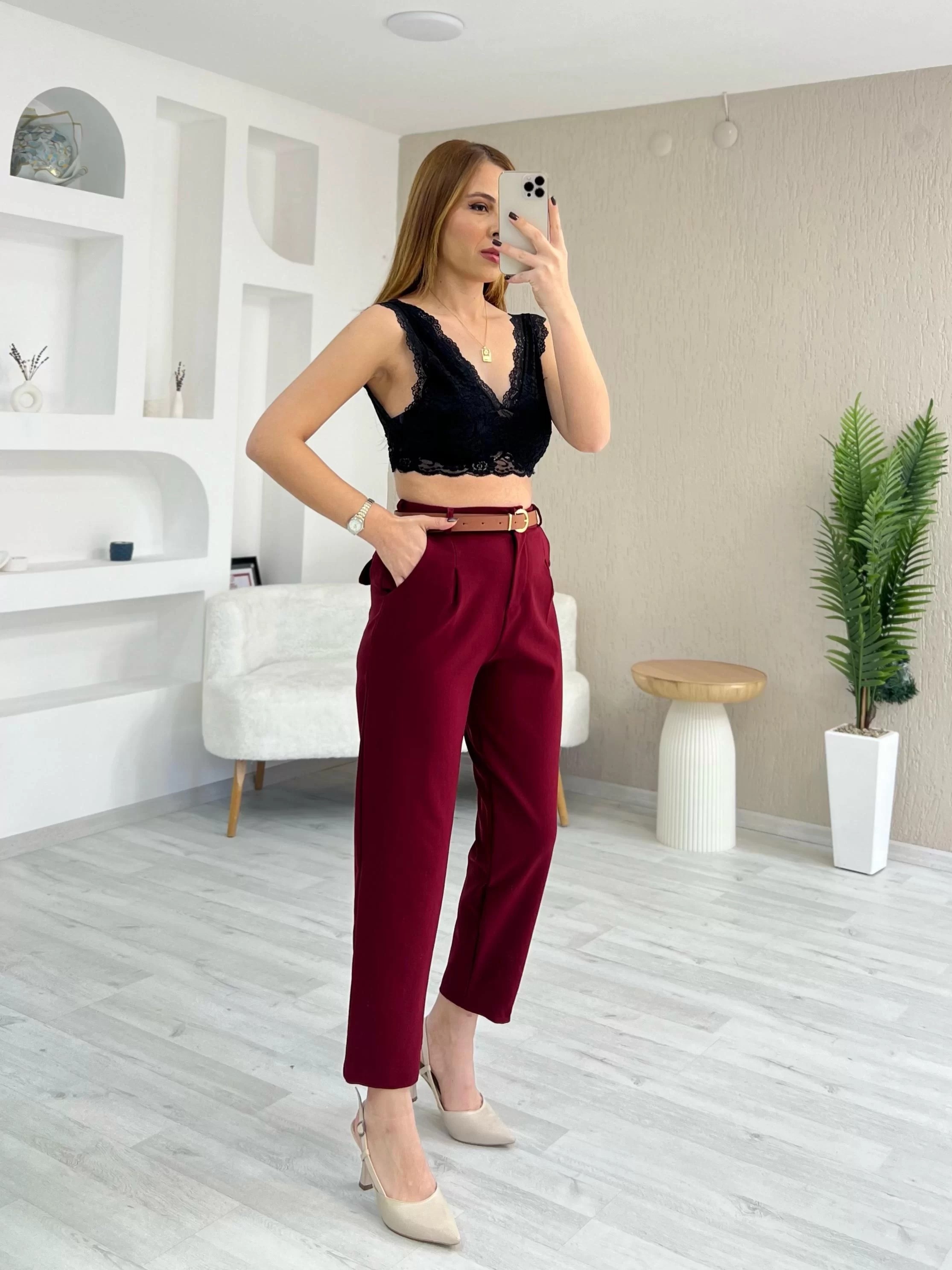 Orjinal Marka ZR Blazer Ceket Havuç Pantolon Takım Bordo