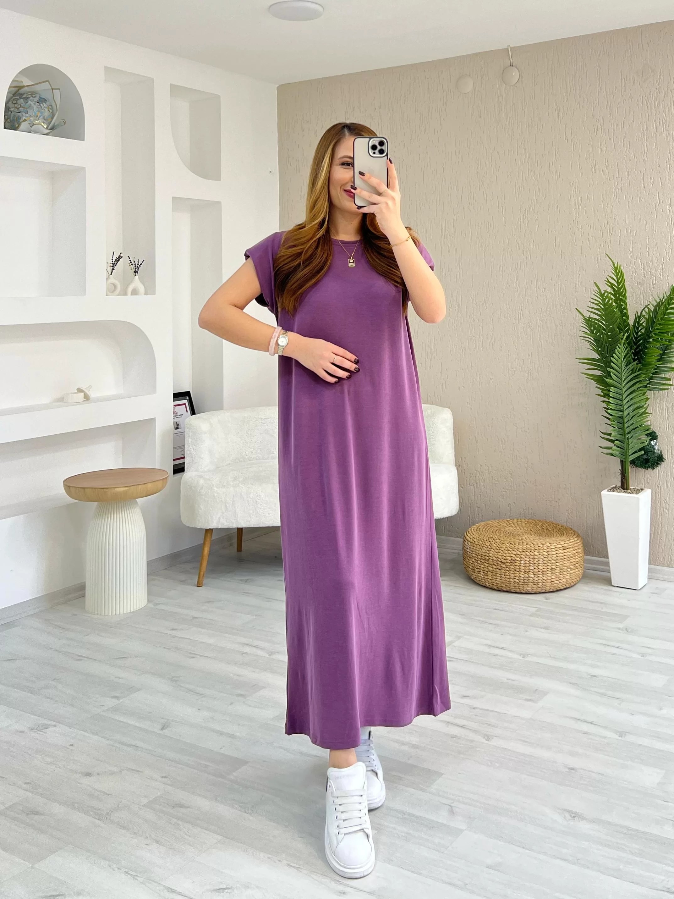 Oysho Vatkalı Pike Elbise Mürdüm