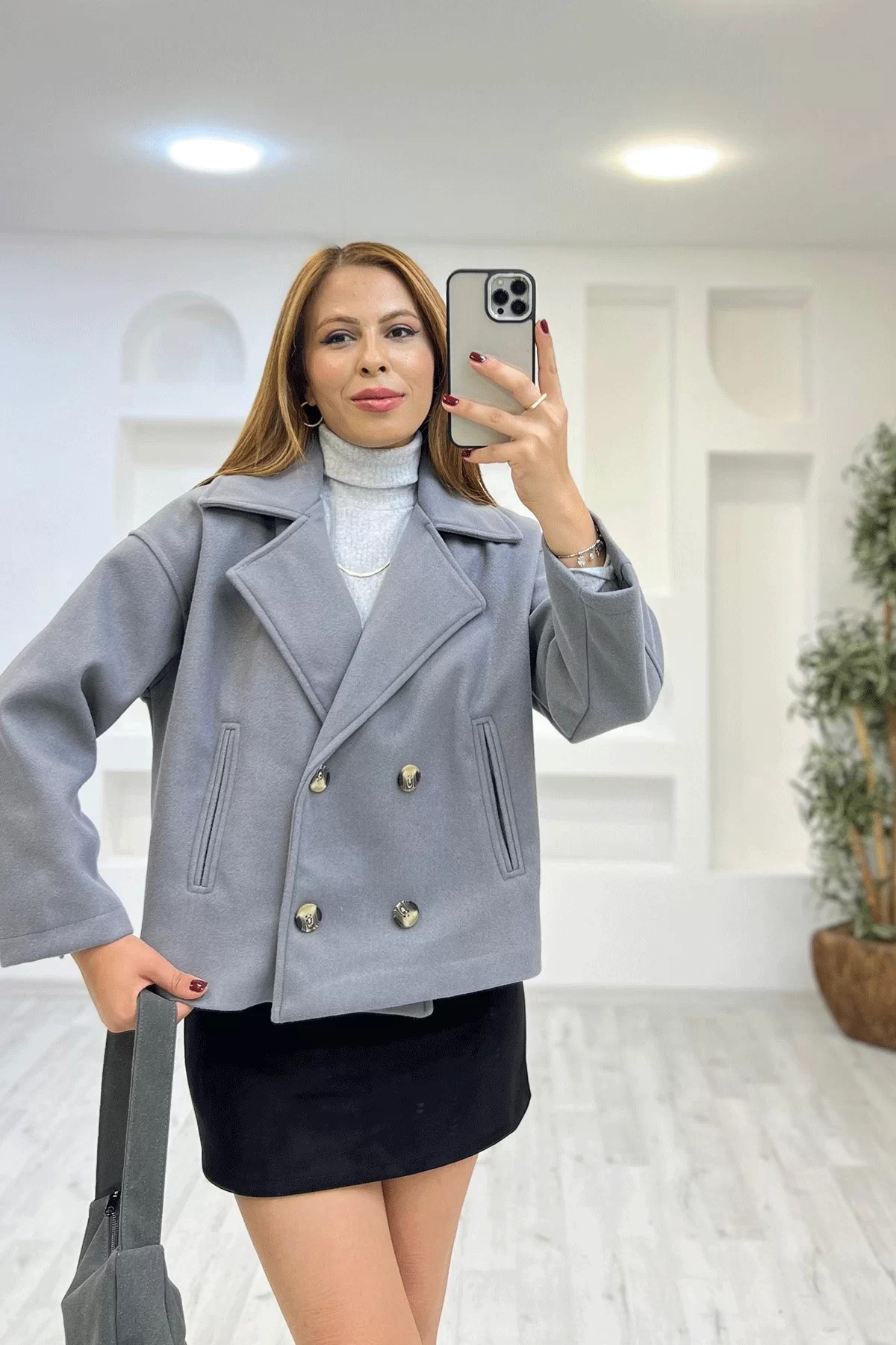 Orjinal Marka Zara Gri Kaşe Kaban