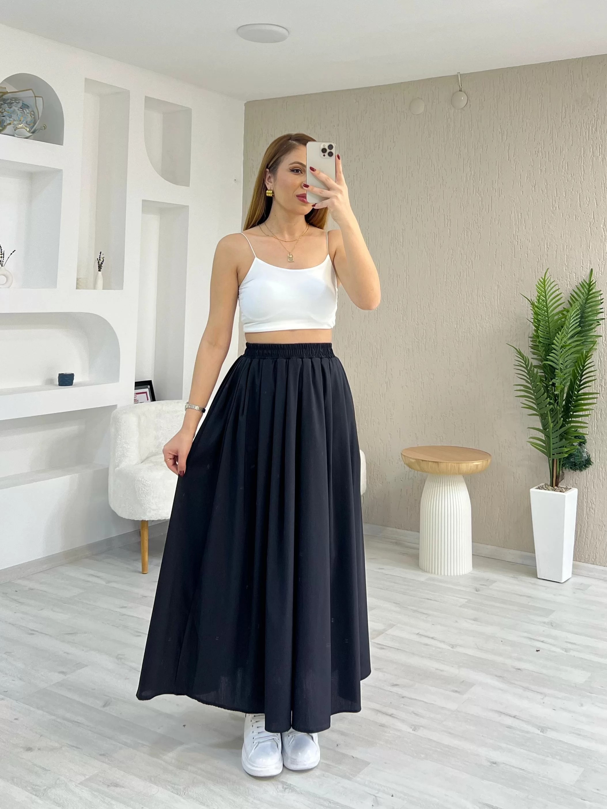 Poplin Cepli Etek Siyah