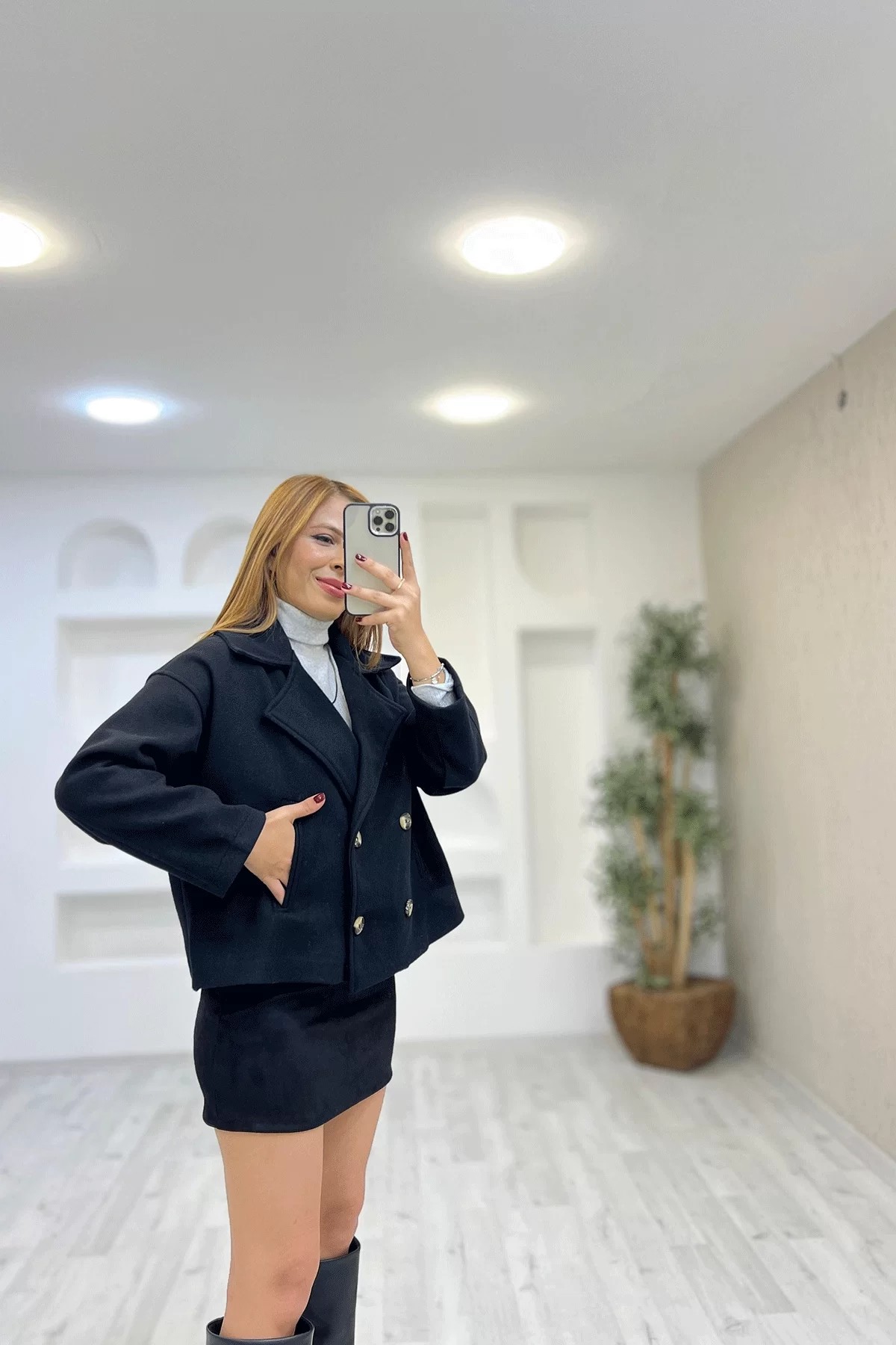 Orjinal Marka Zara Siyah Kaşe Kaban