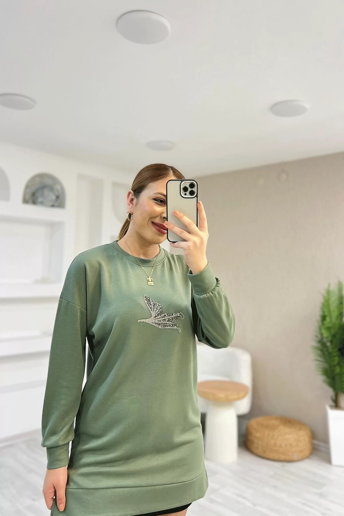Yırtmaçlı Detaylı Beymen Yeşil Sweatshirt
