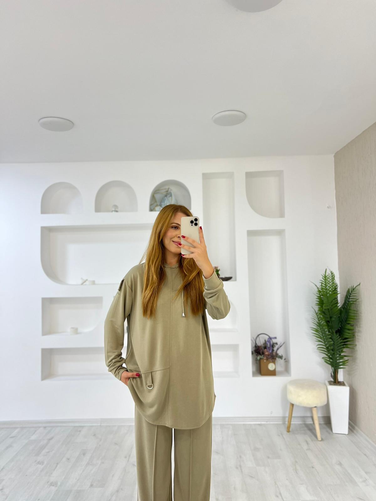 Oys Toka Detaylı Tunik Takım - Yeşil