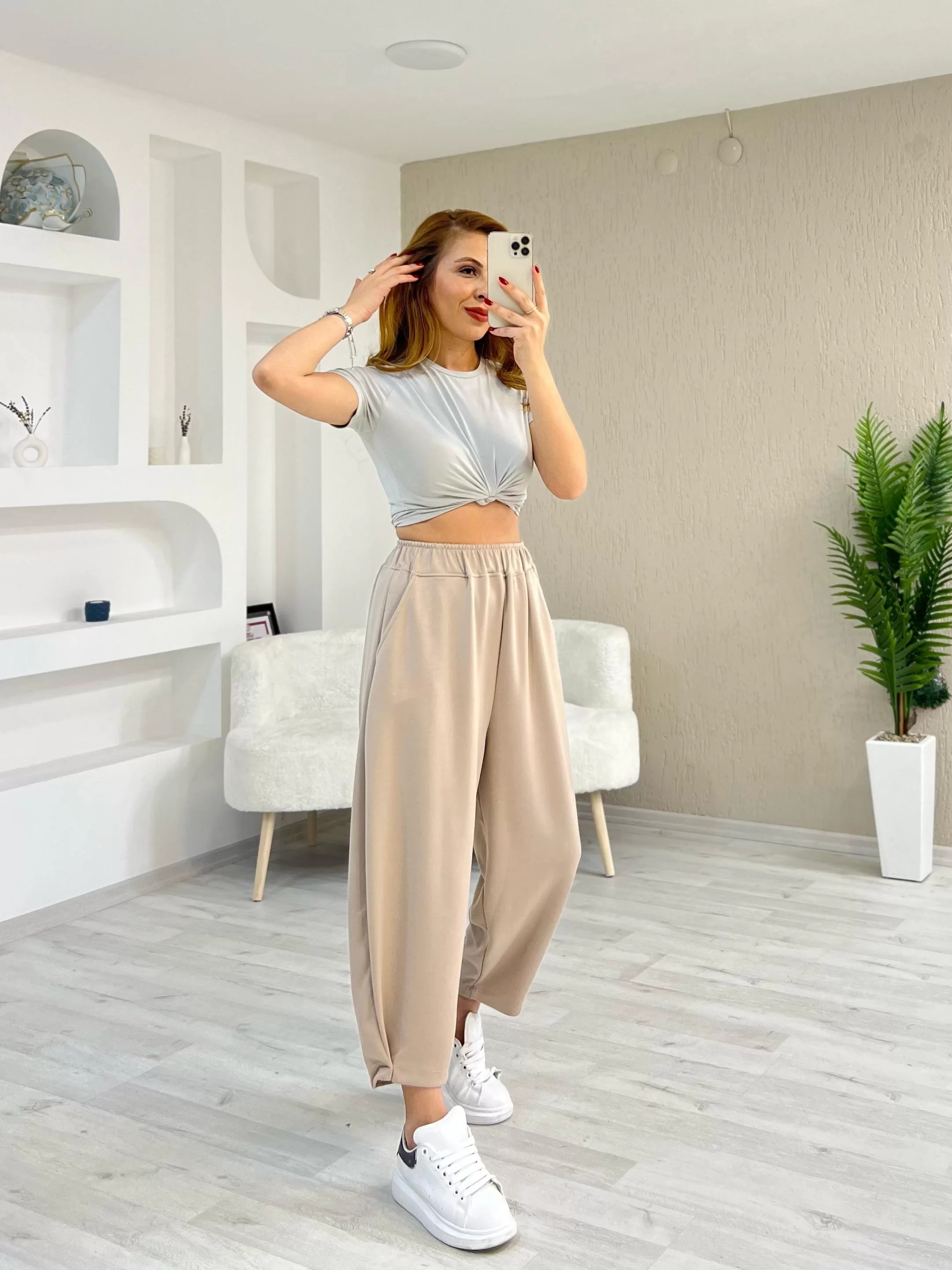 Oysho Kumaş Şalvar Krem