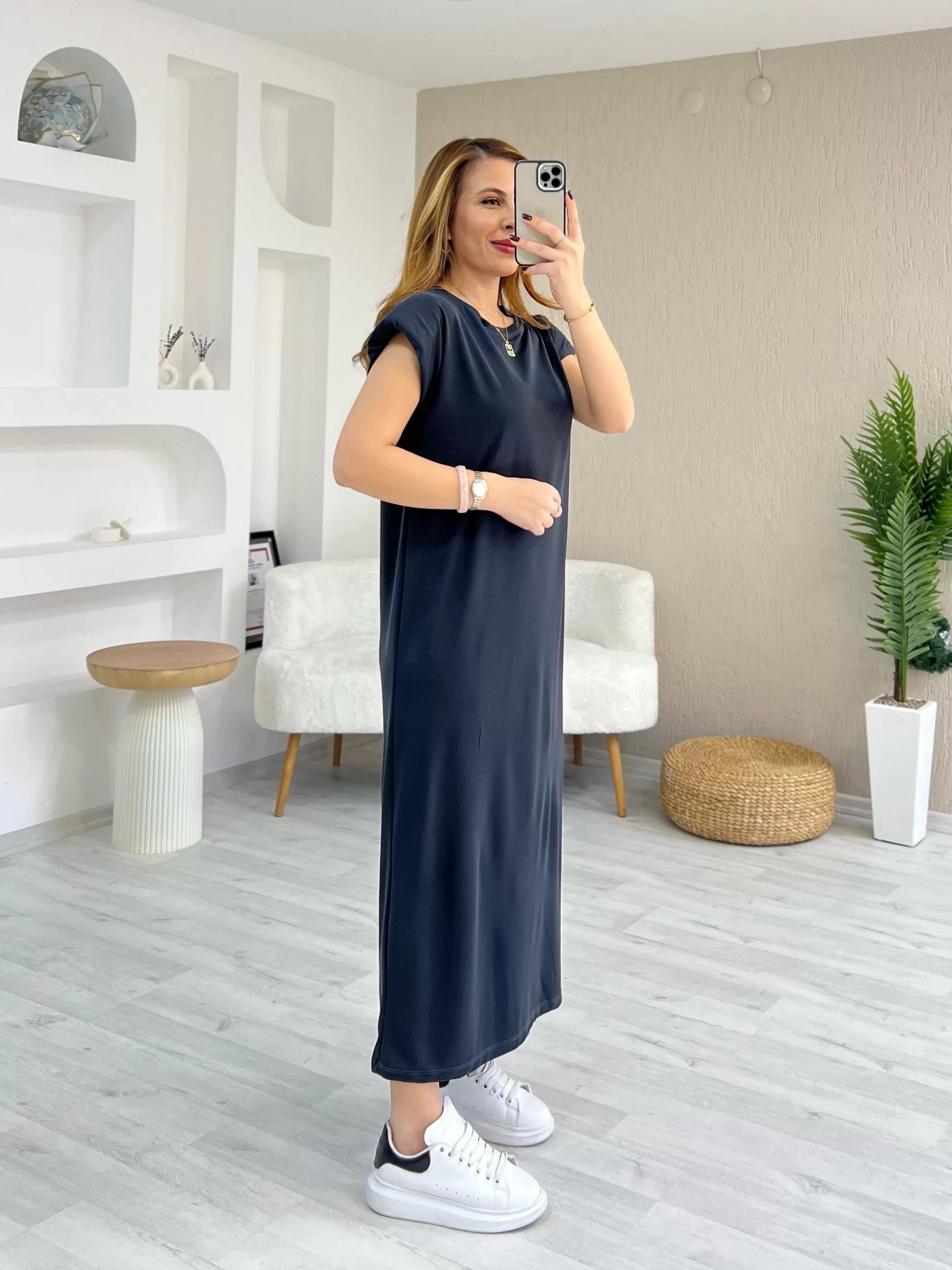 Oysho Vatkalı Pike Elbise Antrasit