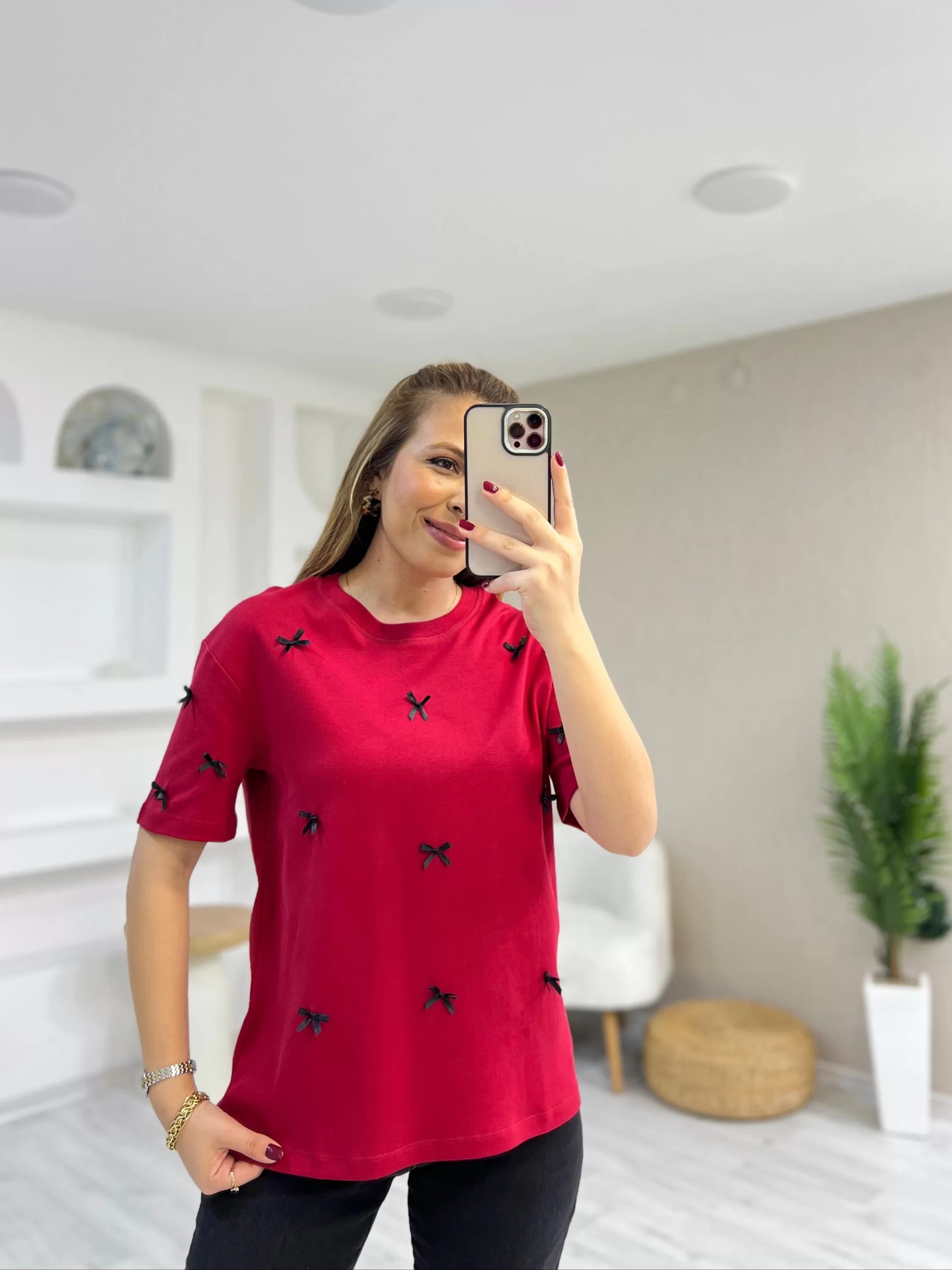Kurdela Baskılı Kırmızı Tshirt