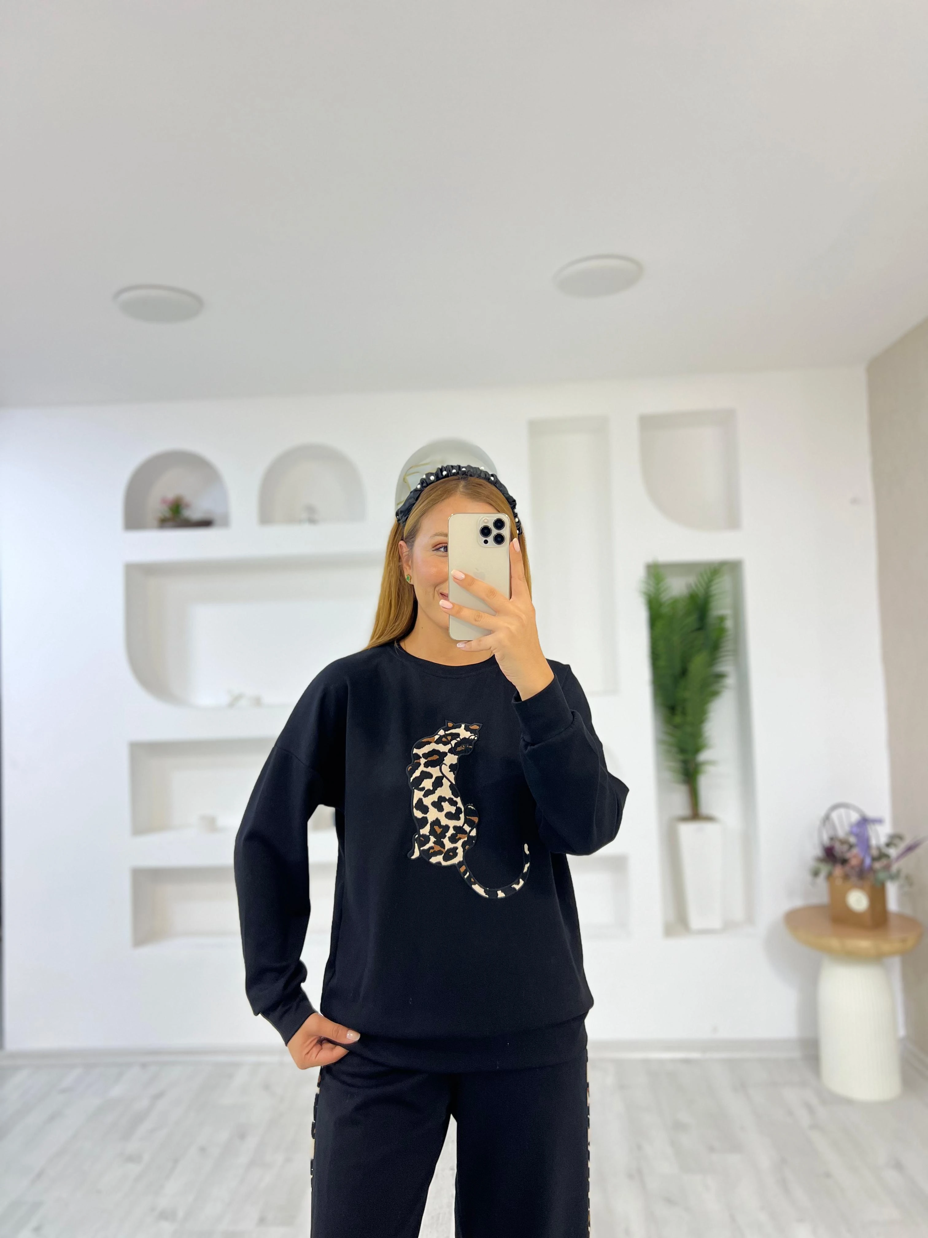 Modal Leopar Nakışlı Takım