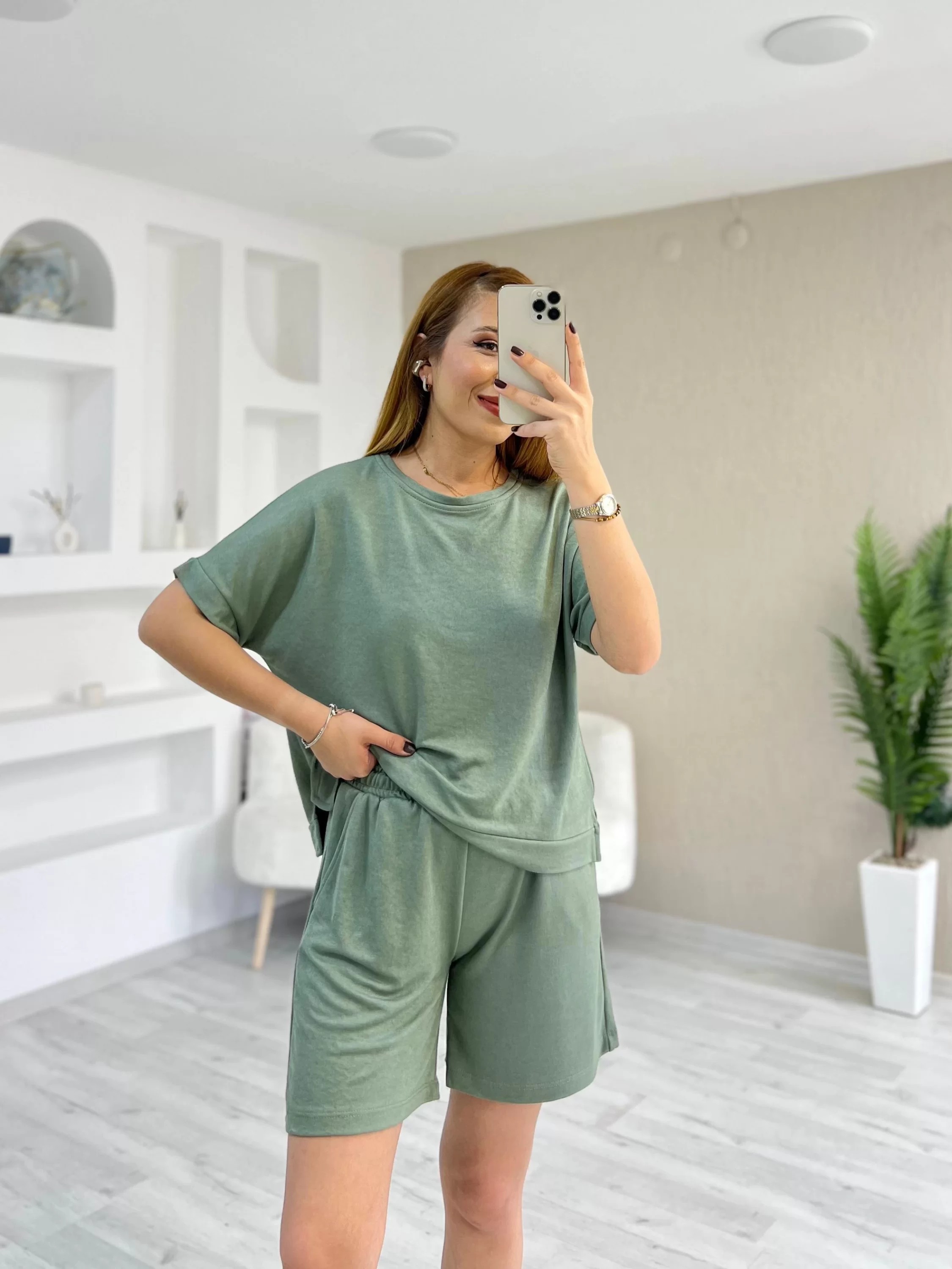 Pike Modal Kumaş Şortlu Takım Yeşil