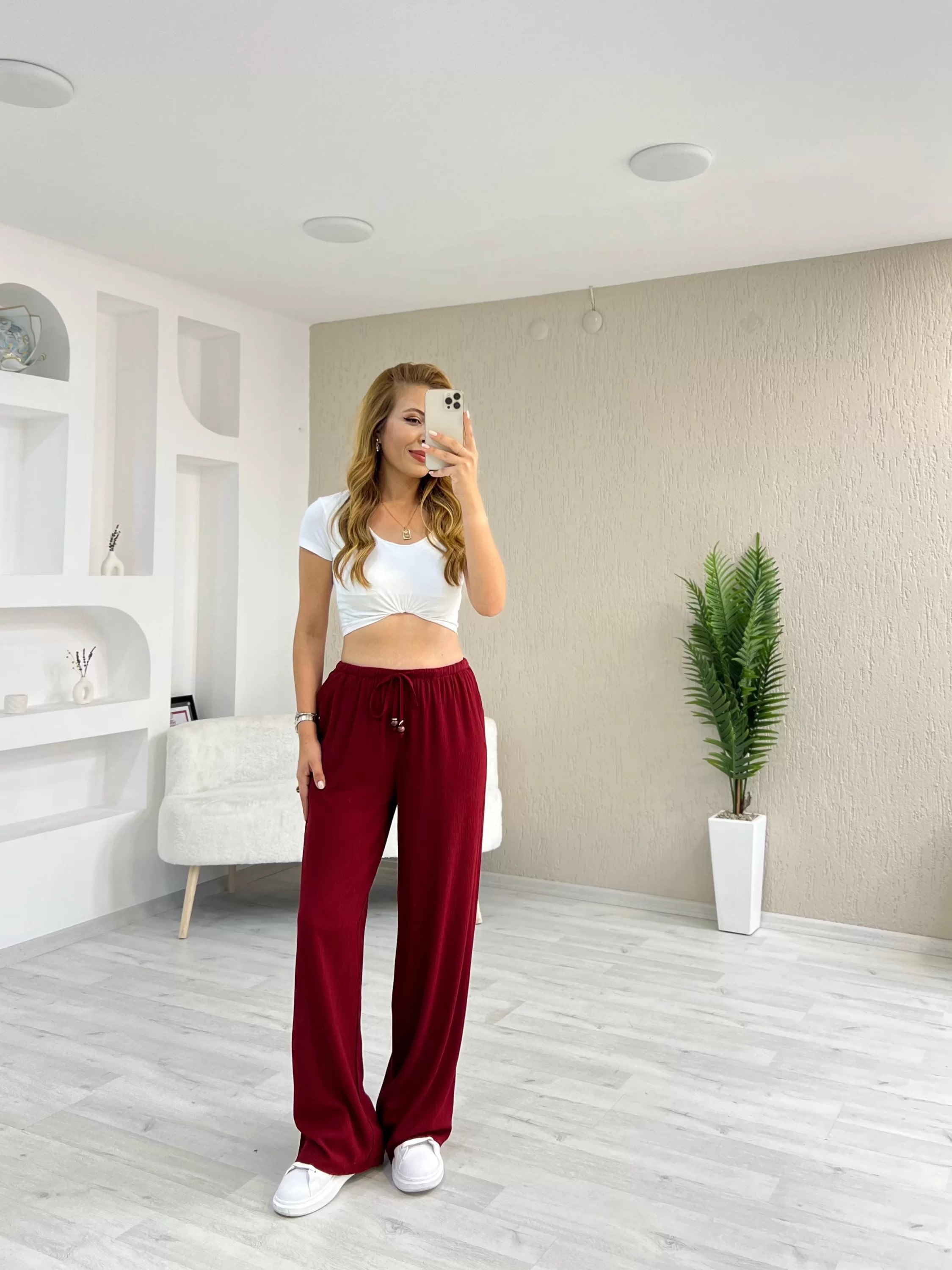 Orjinal ZR Model Dokuma Bürümcük İnce Kemer Pantolon Bordo