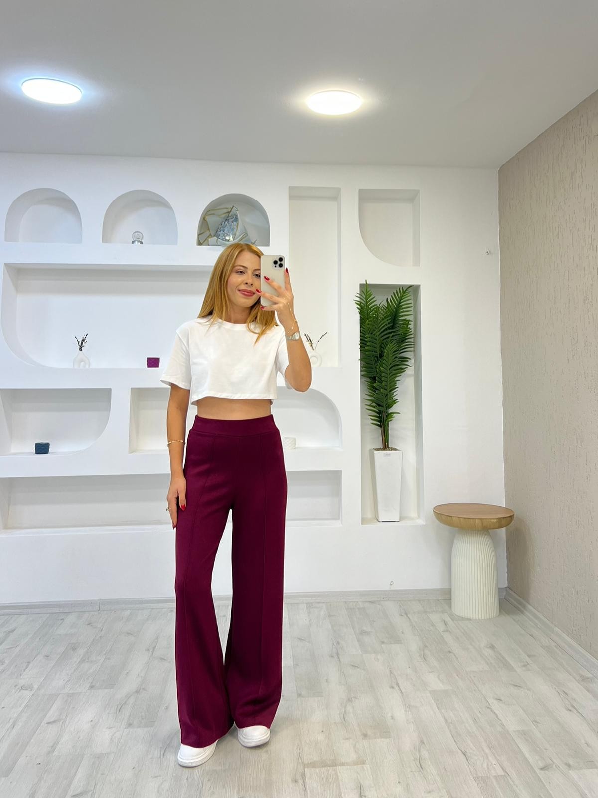 Oysho Çımalı Pantolon  - Bordo