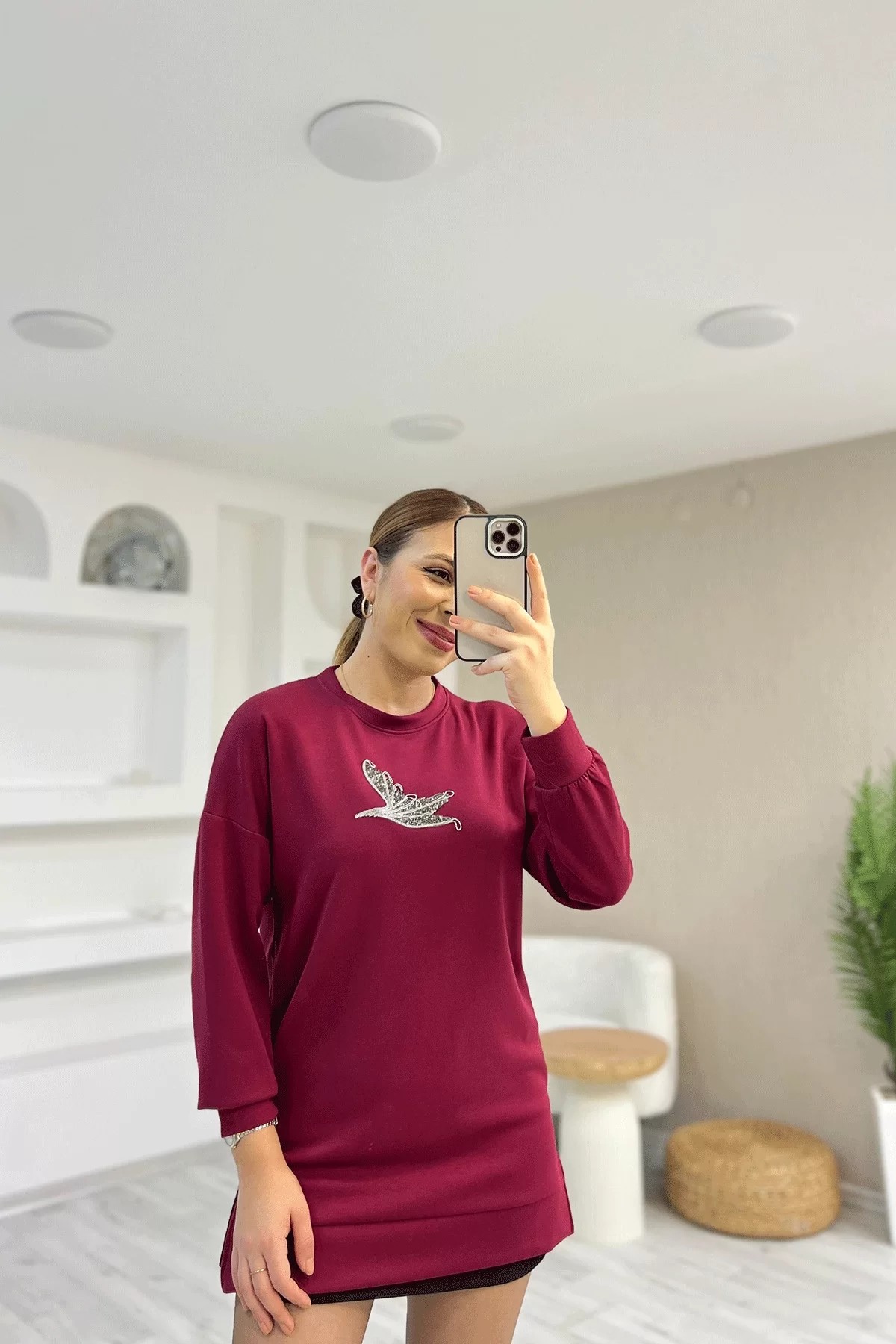 Yırtmaçlı Detaylı Beymen Kırmızı Sweatshirt
