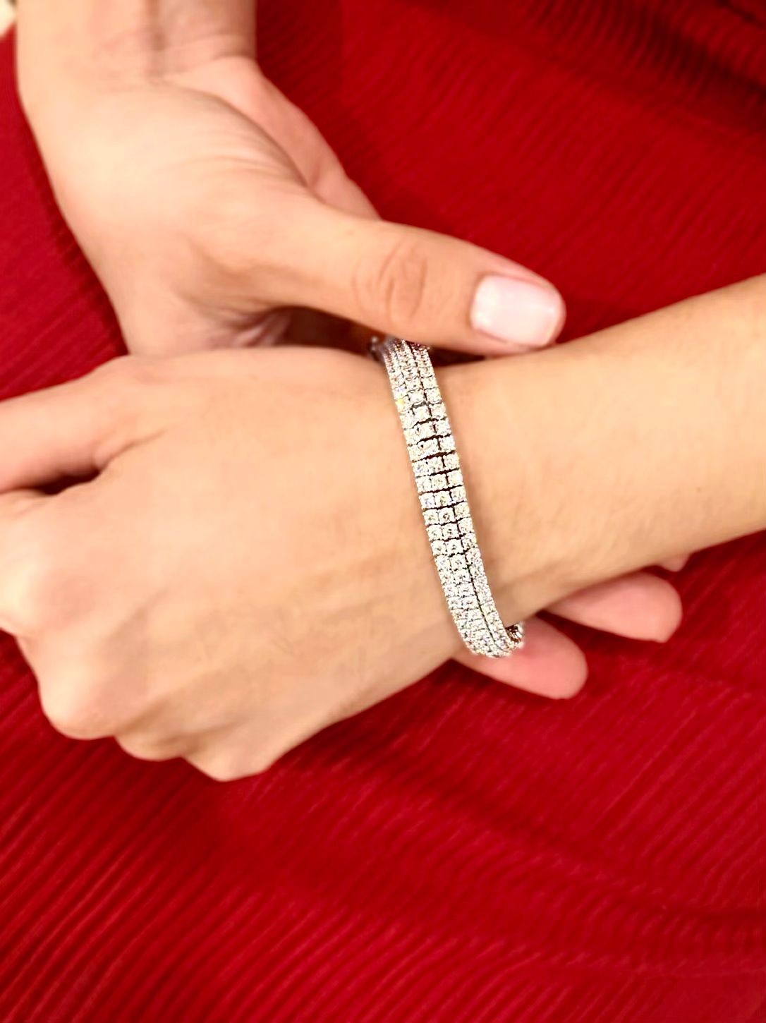 Three Row Diamond Bracelet 10.90 Ct G VS1