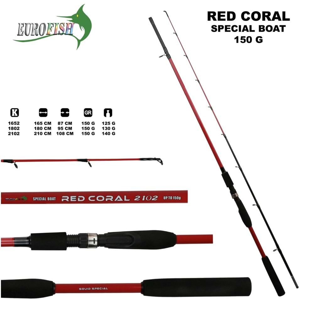 Red Coral 165 Cm 150 gr 2 Parça Bot Tekne Kamışı