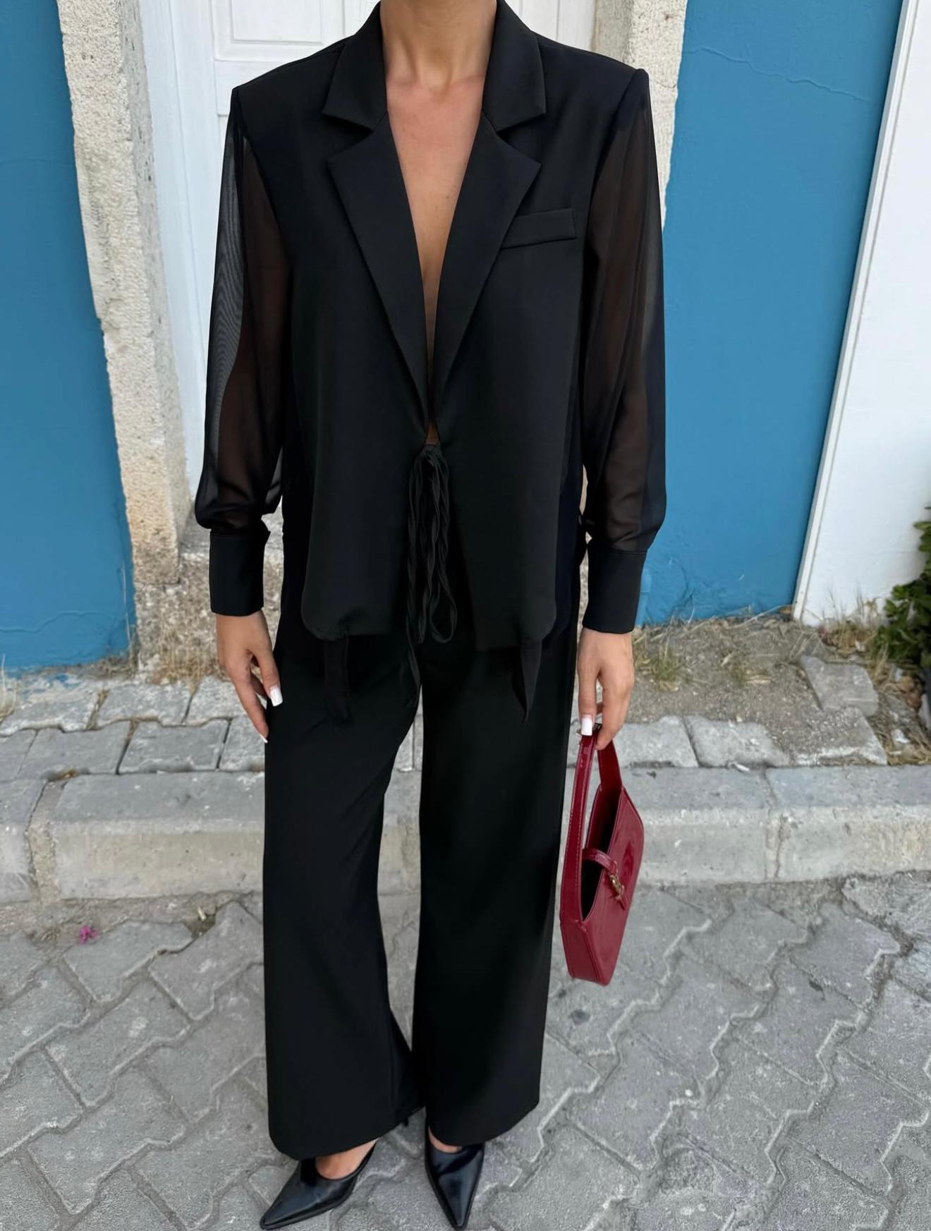 Şifon Gömlek Blazer Takım