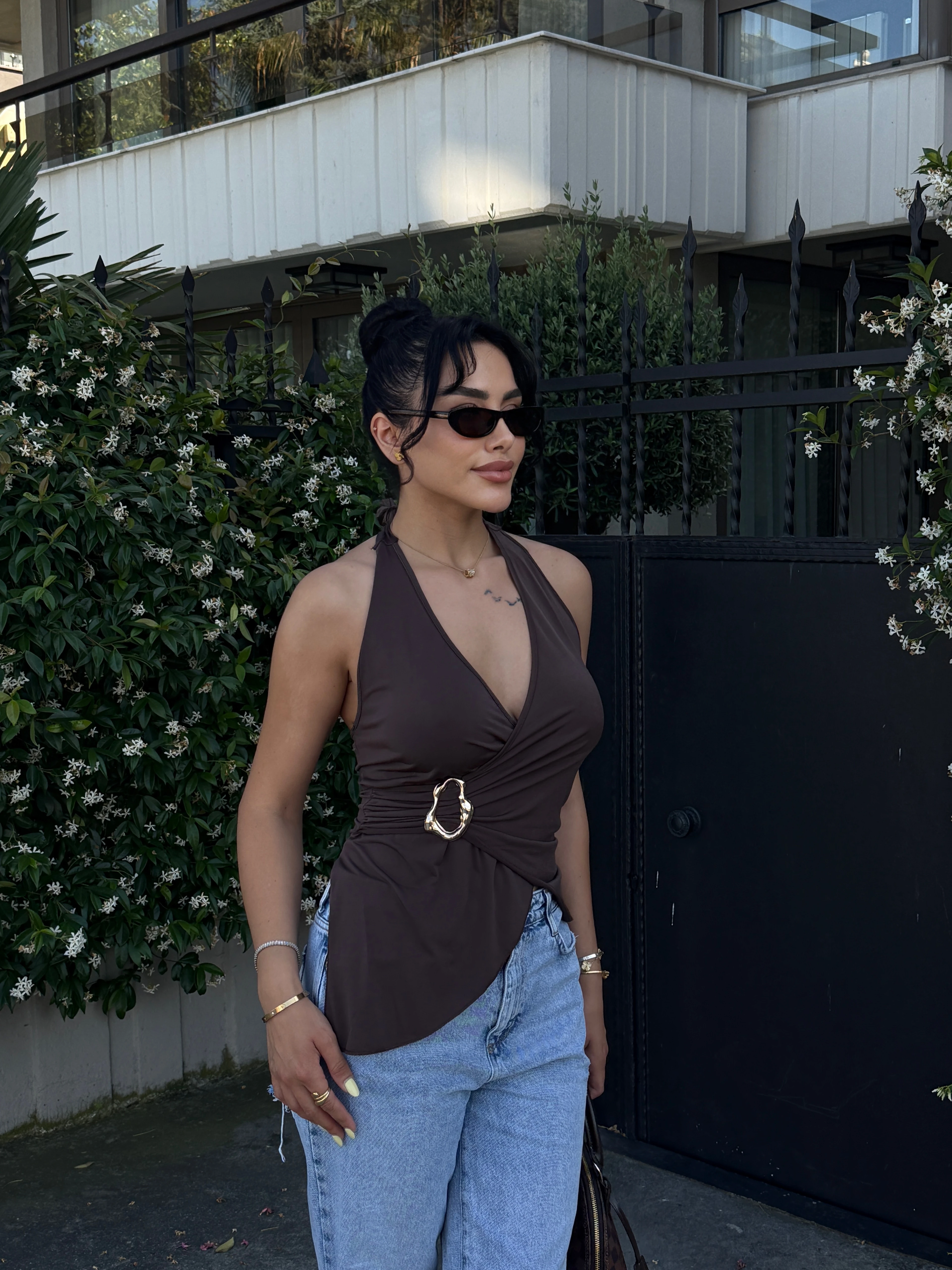 Gold Aksesuar Detaylı Bluz