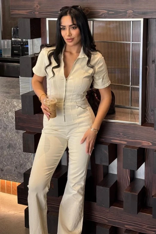 Fermuarlı Polo Yaka Tulum