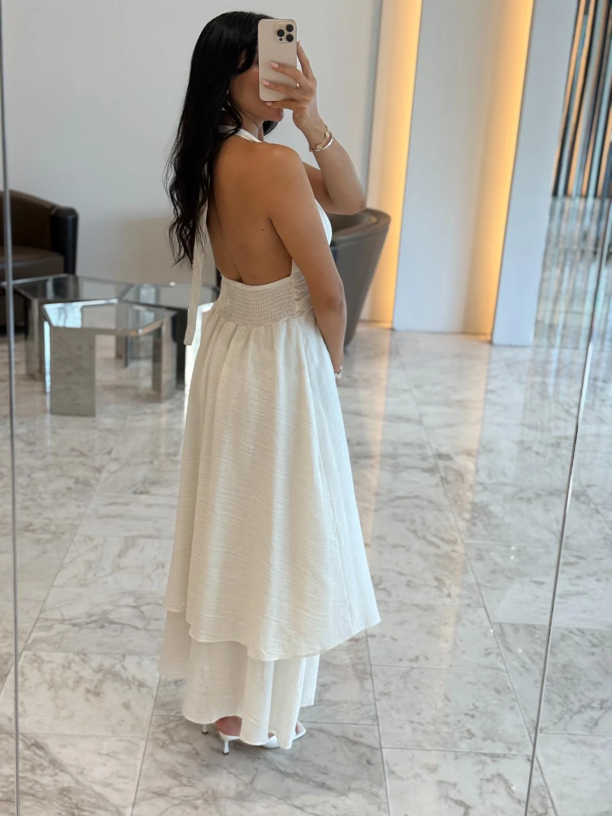 Skater Düğme Detay Elbise